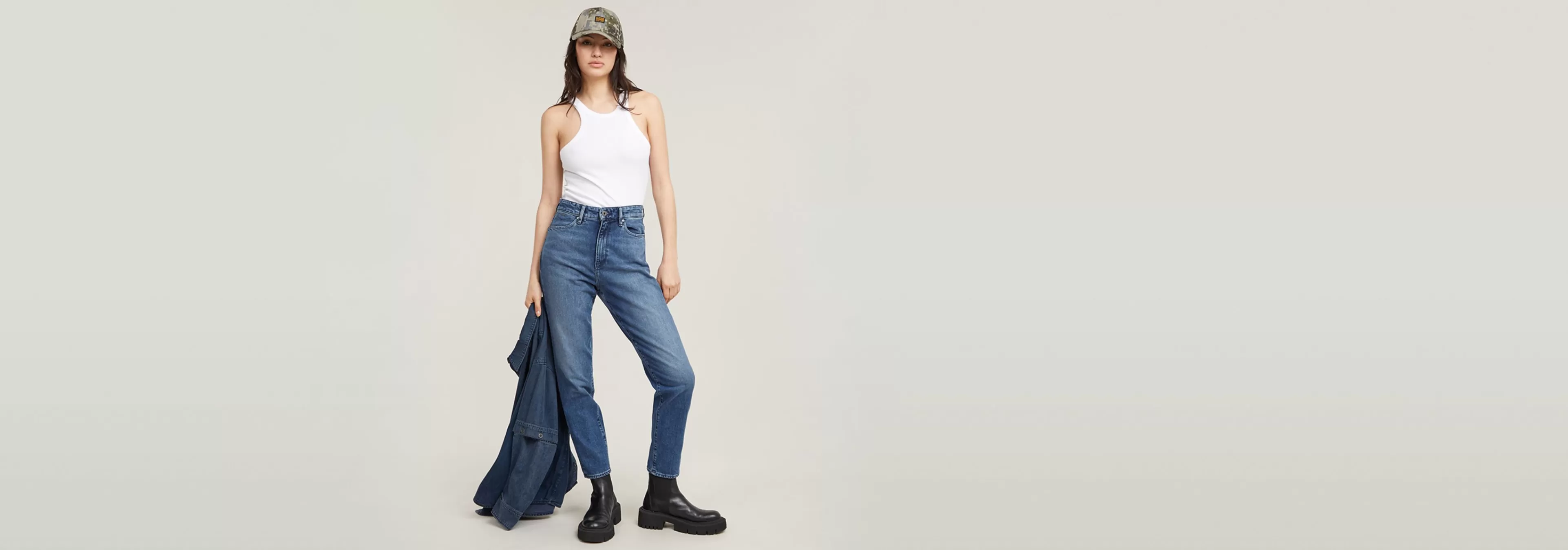 Cheap G-Star Janeh Ultra High Mom Ankle Jeans faded santorini