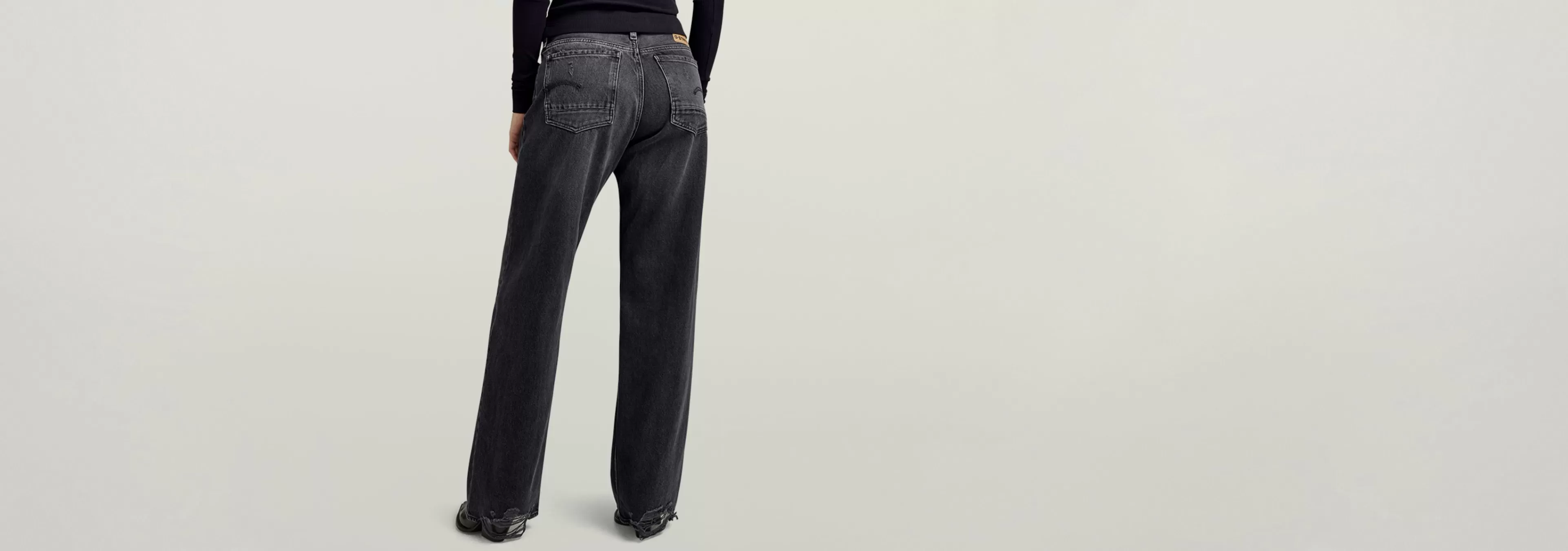 Shop G-Star Judee Low Waist Loose Jeans worn in black smoke ripped