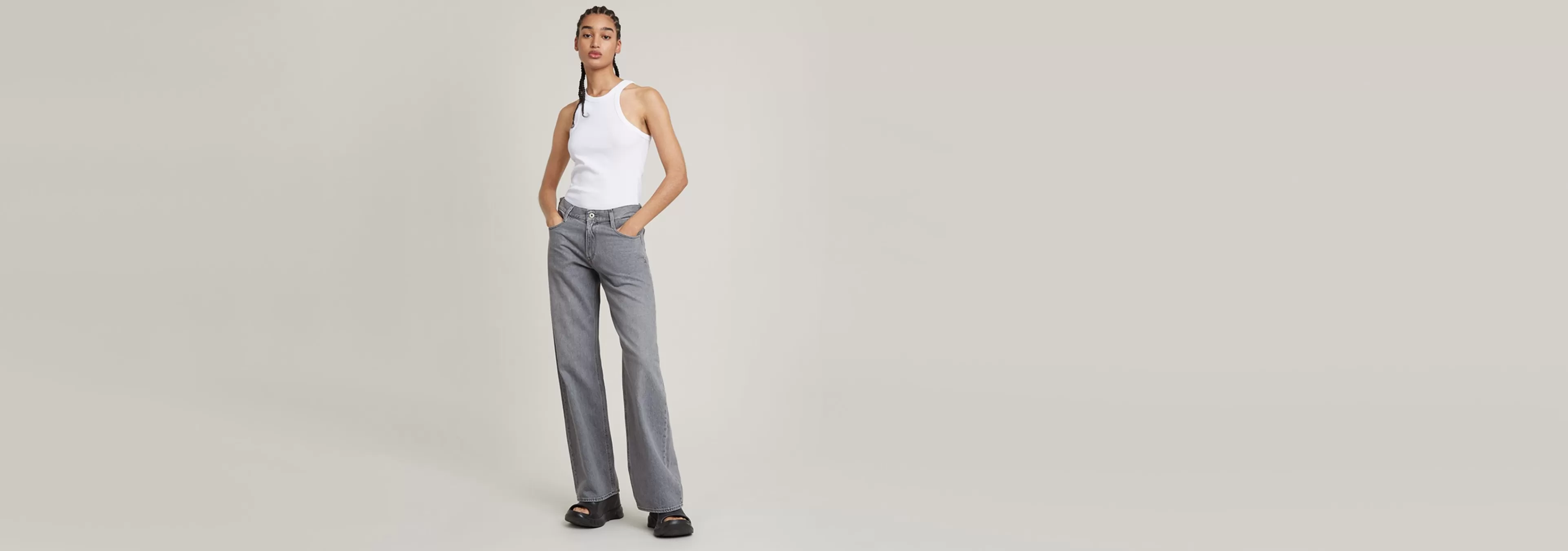 Store G-Star Judee Low Waist Loose Jeans faded grey limestone