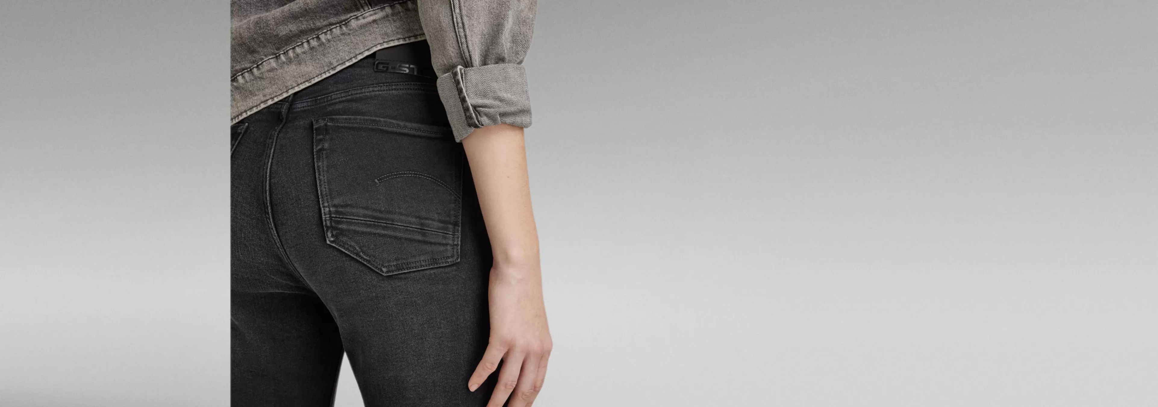 Clearance G-Star Kafey Ultra High Skinny Jeans worn in black onyx