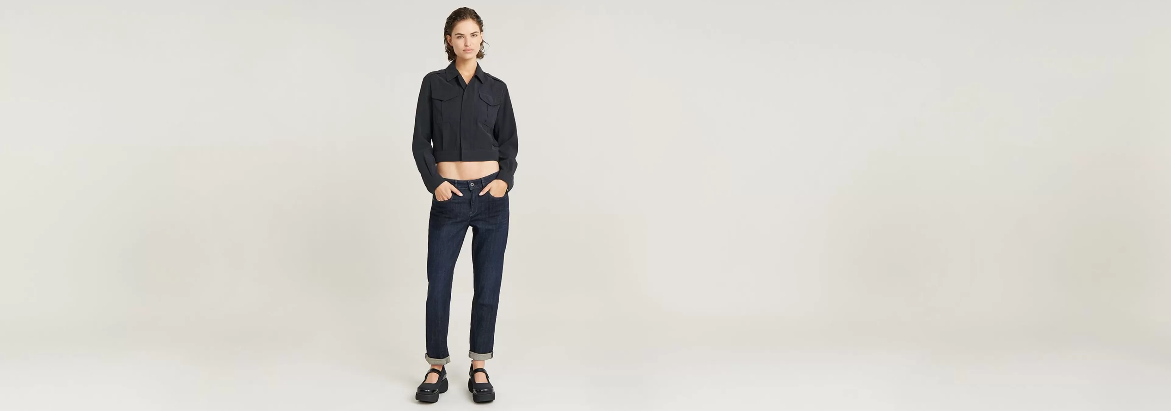 Cheap G-Star Kate Boyfriend Jeans worn in deep marine