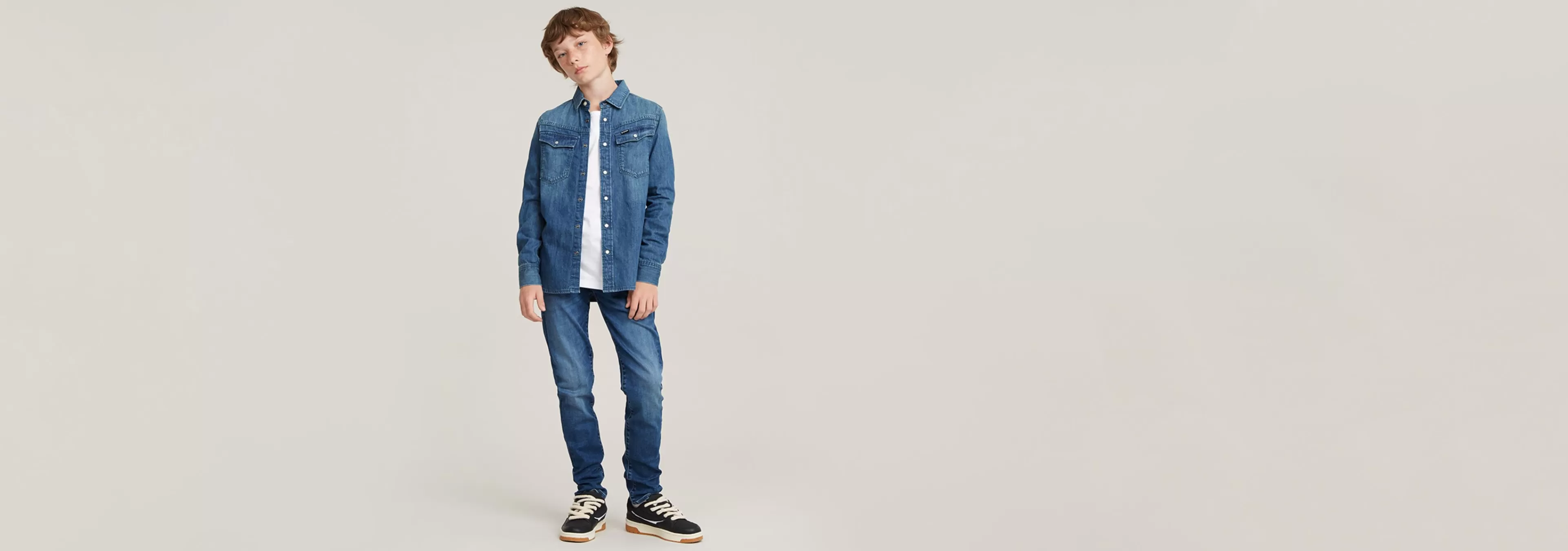 New G-Star Kids 3301 Boys Shirt faded noosa blue