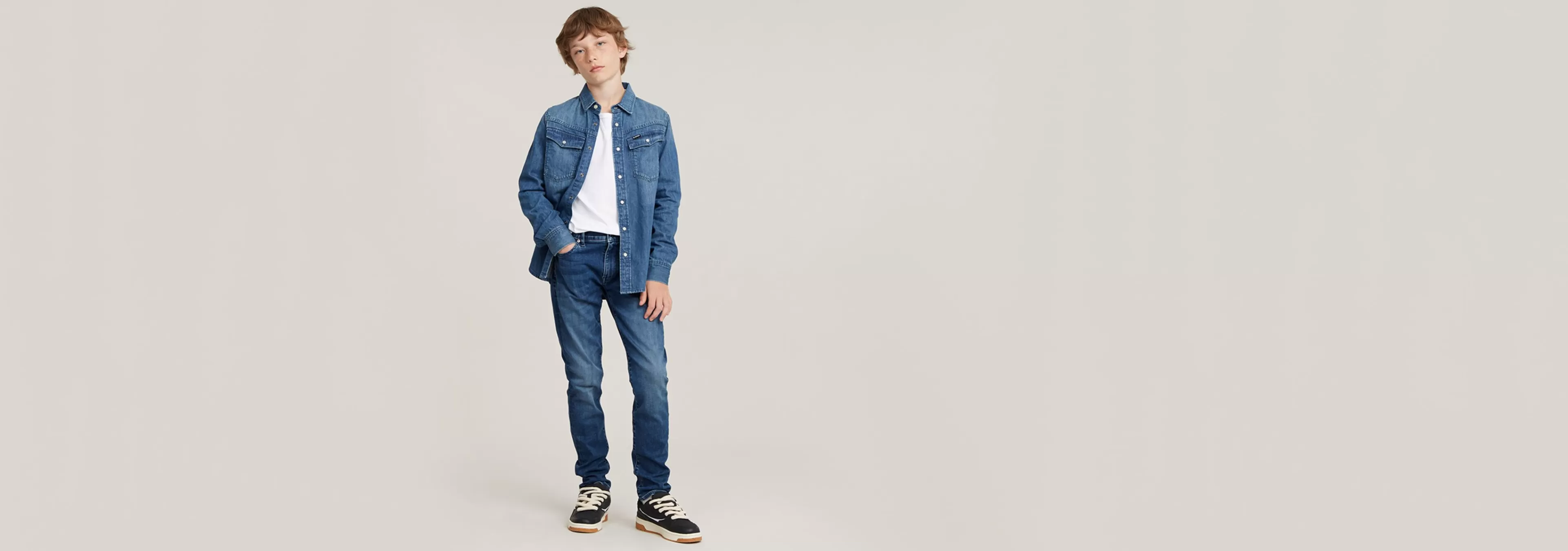 Discount G-Star Kids 3301 Slim Jeans Faded Indigo
