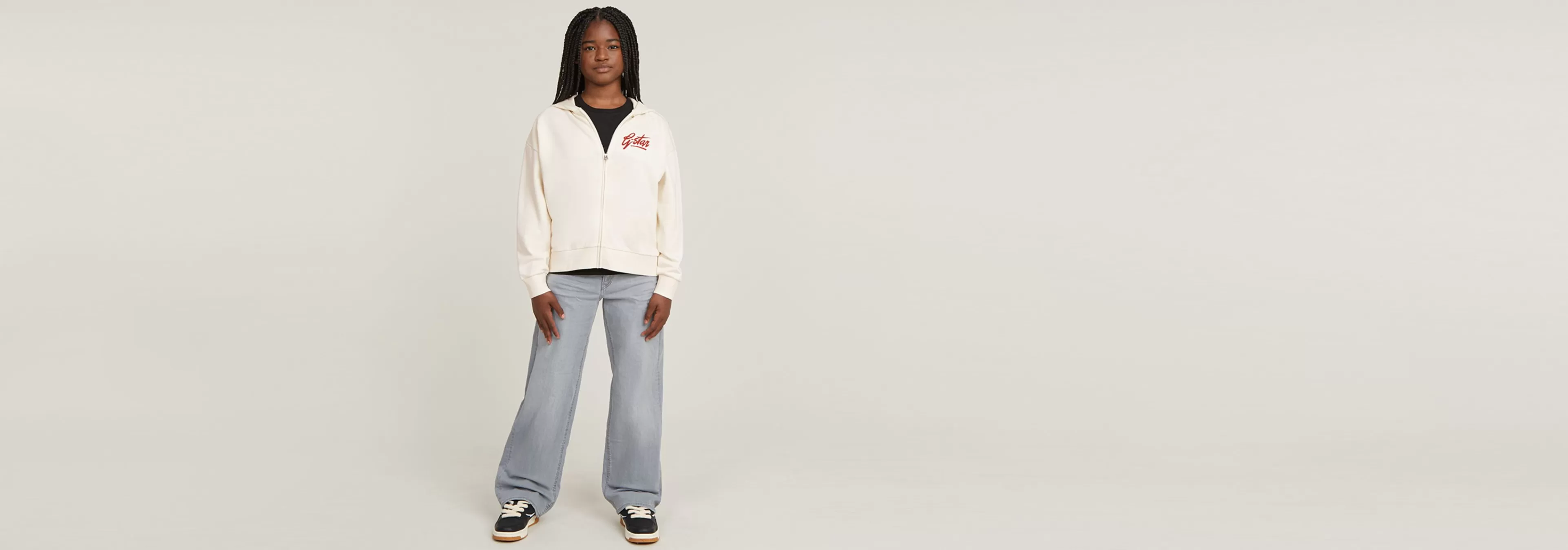 Clearance G-Star Kids Hoodie Zipp Brushed eggnog