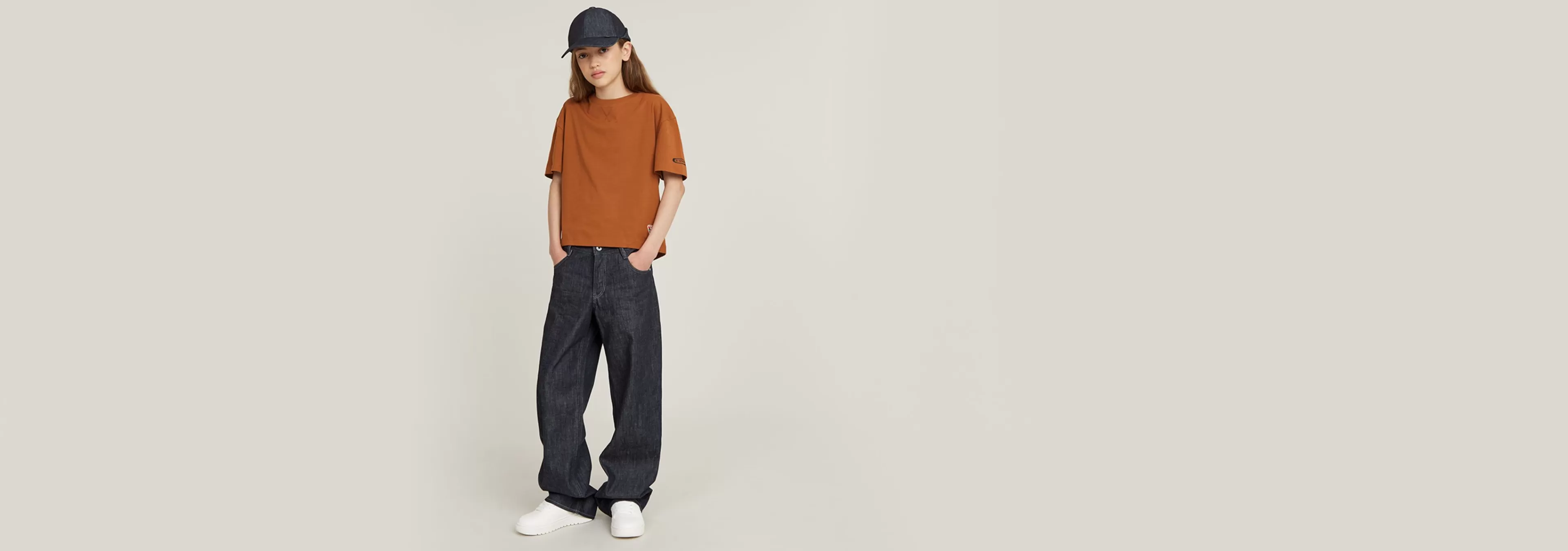 Shop G-Star Kids Top Loose Crop mocha bisque
