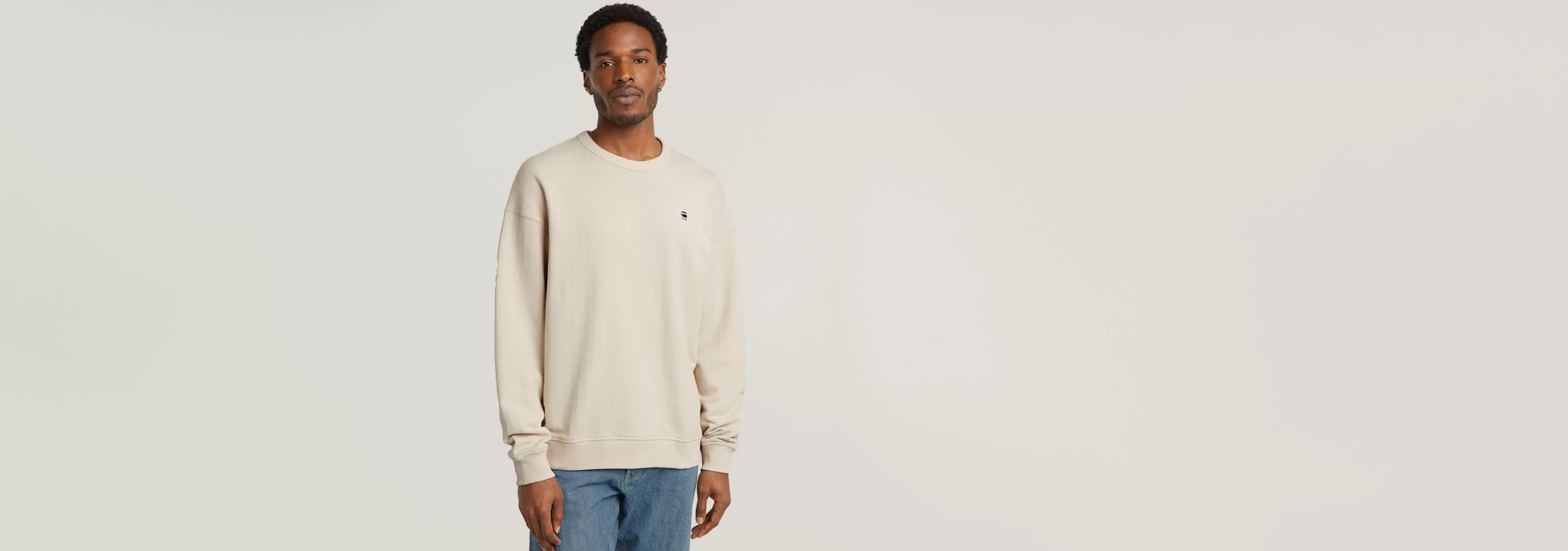 Hot G-Star Knolling Back Graphic Loose Sweater whitebait