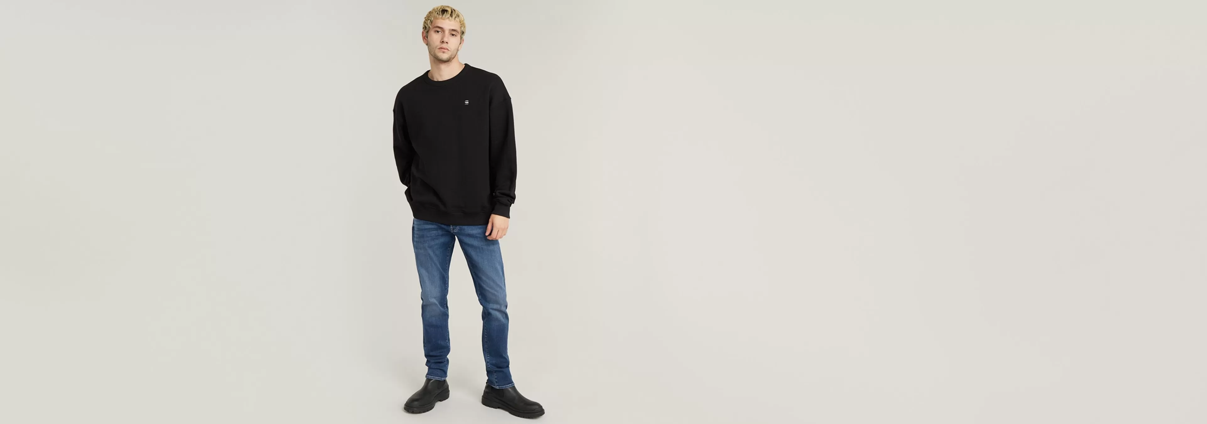 Hot G-Star Knolling Back Graphic Loose Sweater dark black