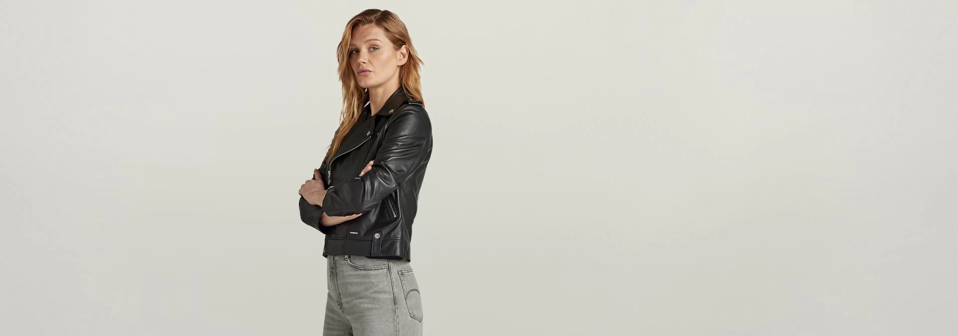 Hot G-Star Leather Biker Jack dark black