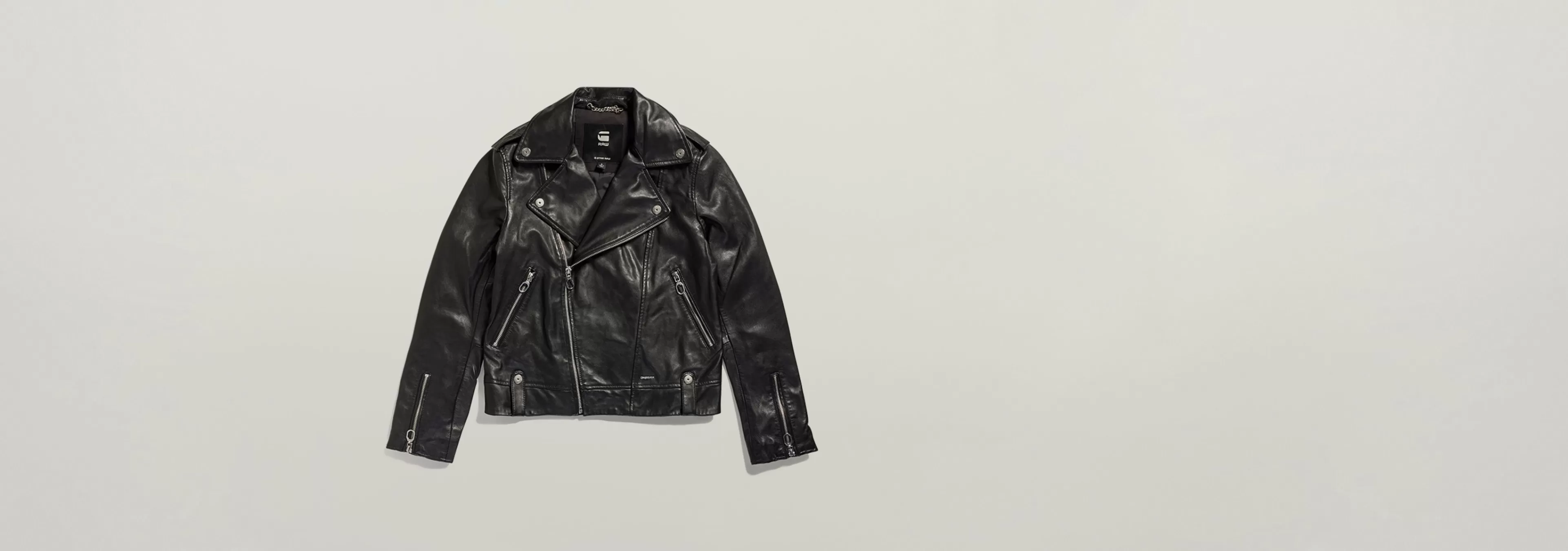 Hot G-Star Leather Biker Jack dark black