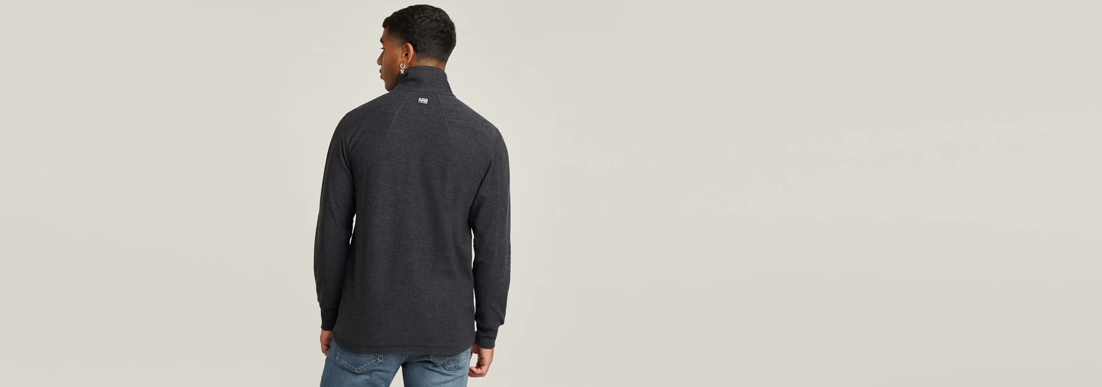 New G-Star Lightweight Astro Half Zip Sweater dark black heather