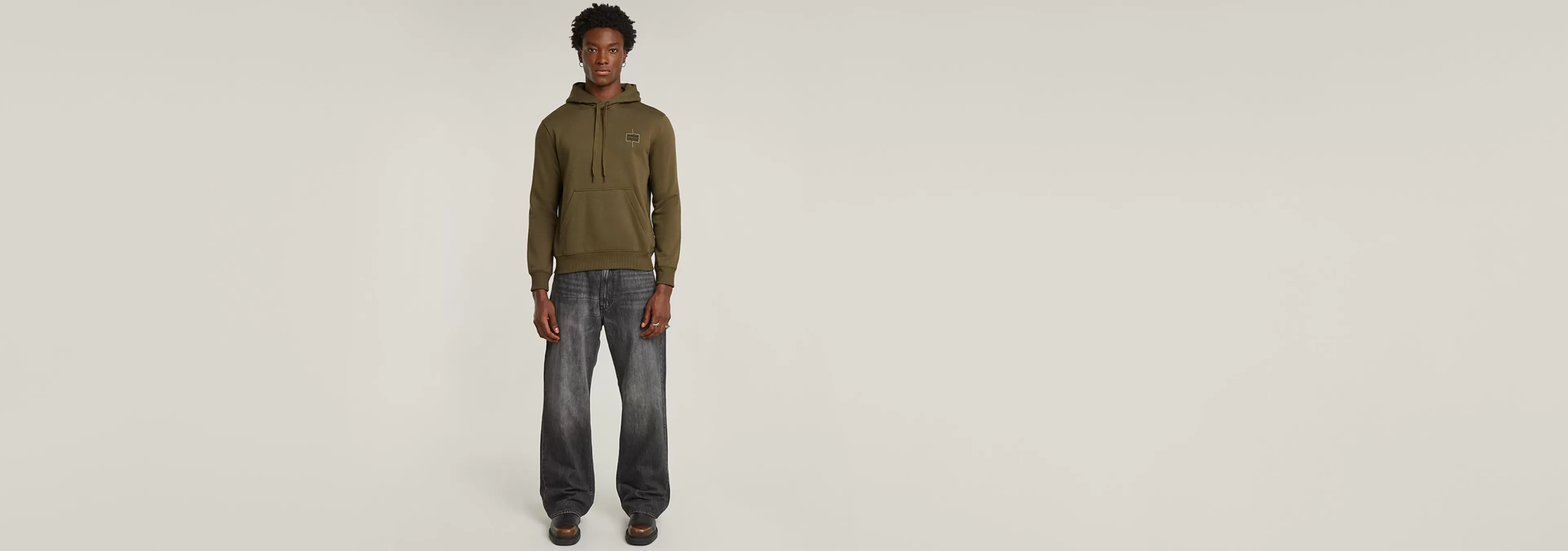 Cheap G-Star Logo Hoodie dark olive