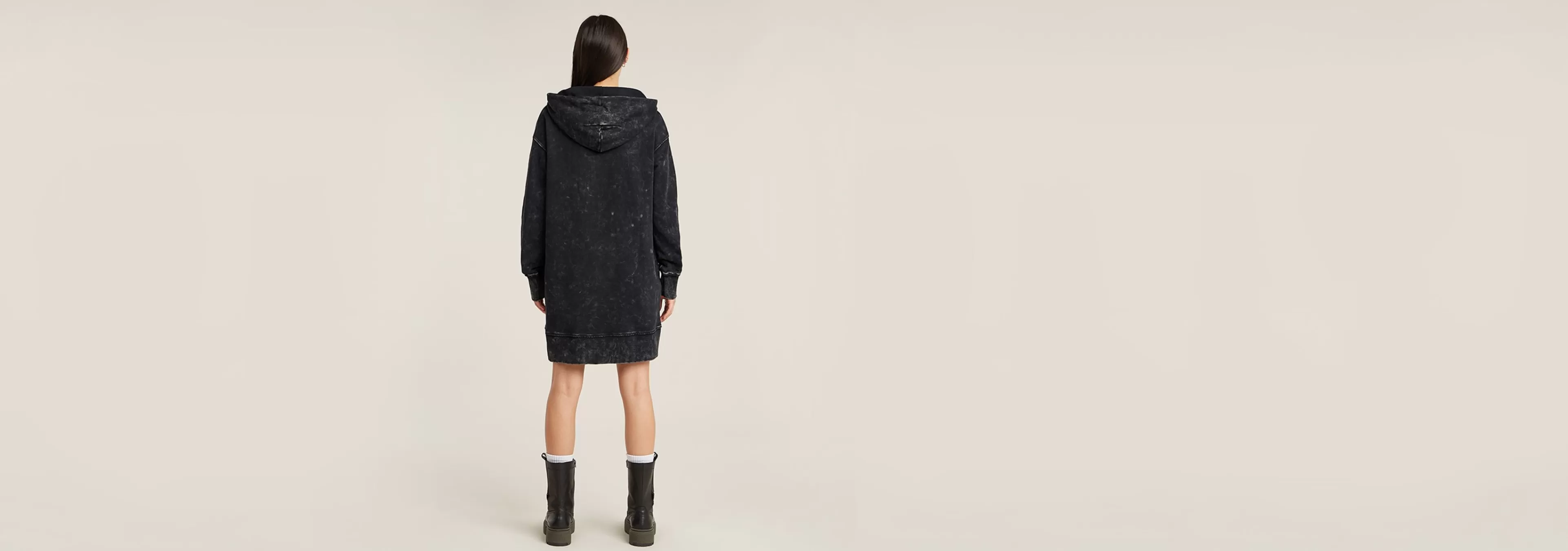 Cheap G-Star Loose Overdyed Hoodie Jurk dark black garment dyed