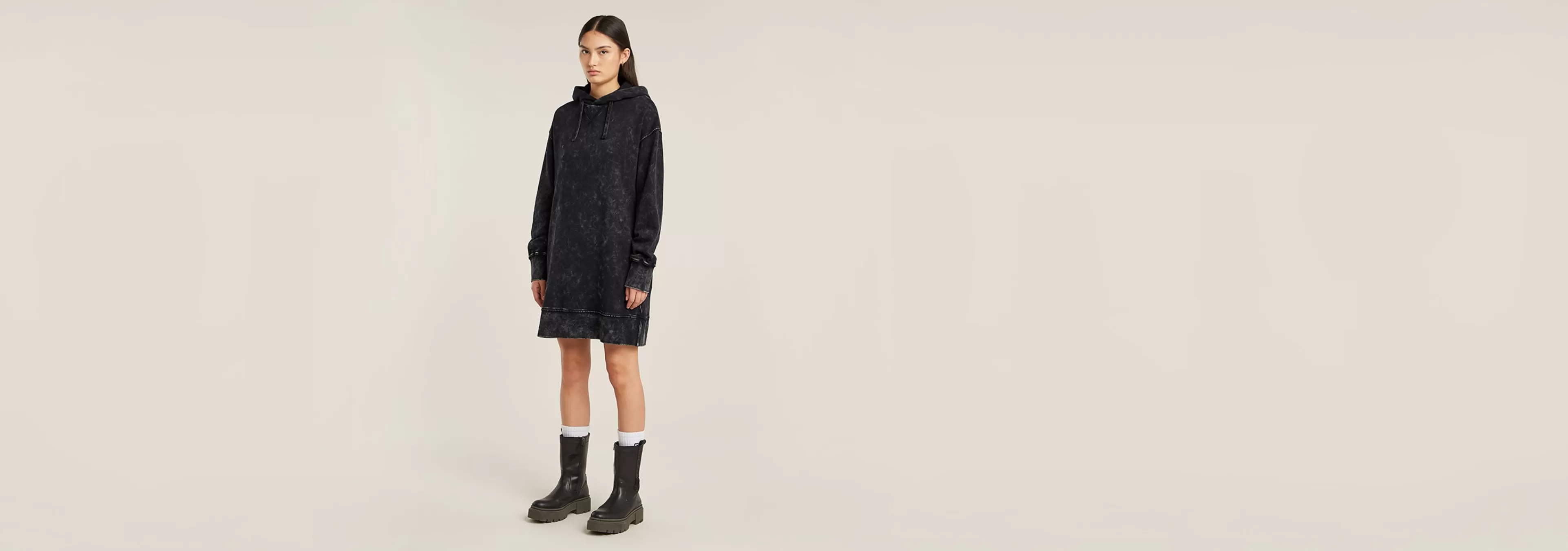 Cheap G-Star Loose Overdyed Hoodie Jurk dark black garment dyed