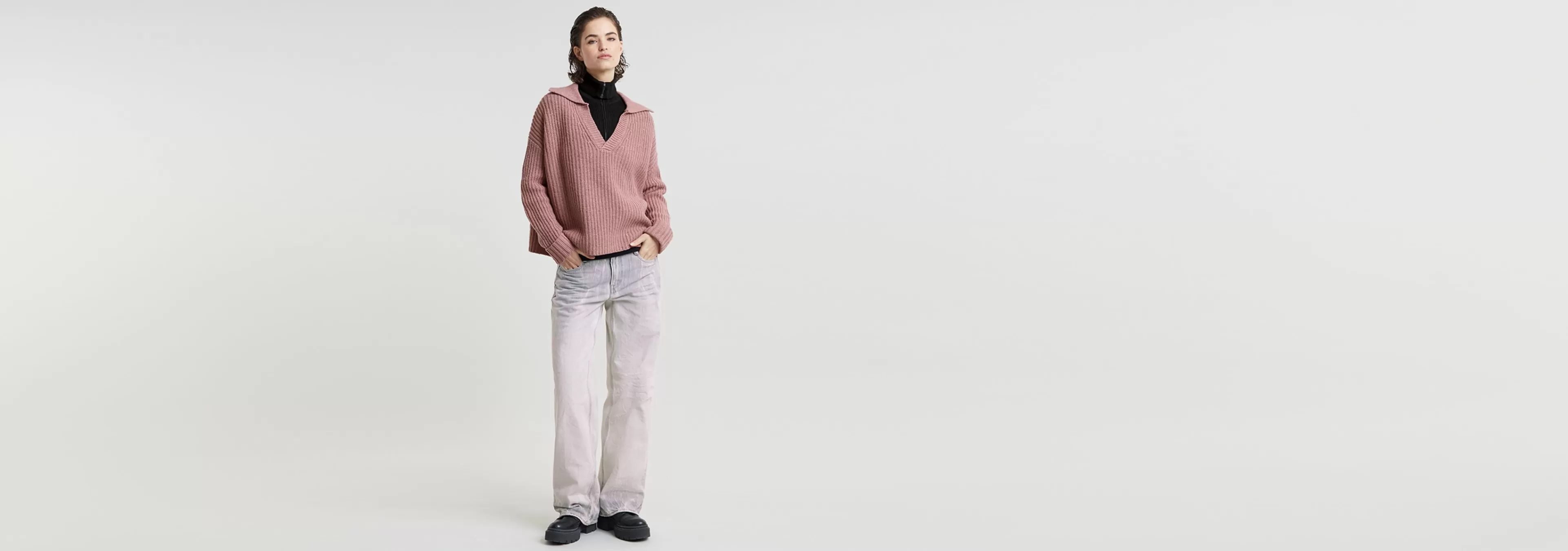 Fashion G-Star Loose Polo Heavy Knitted lt berry mist melange