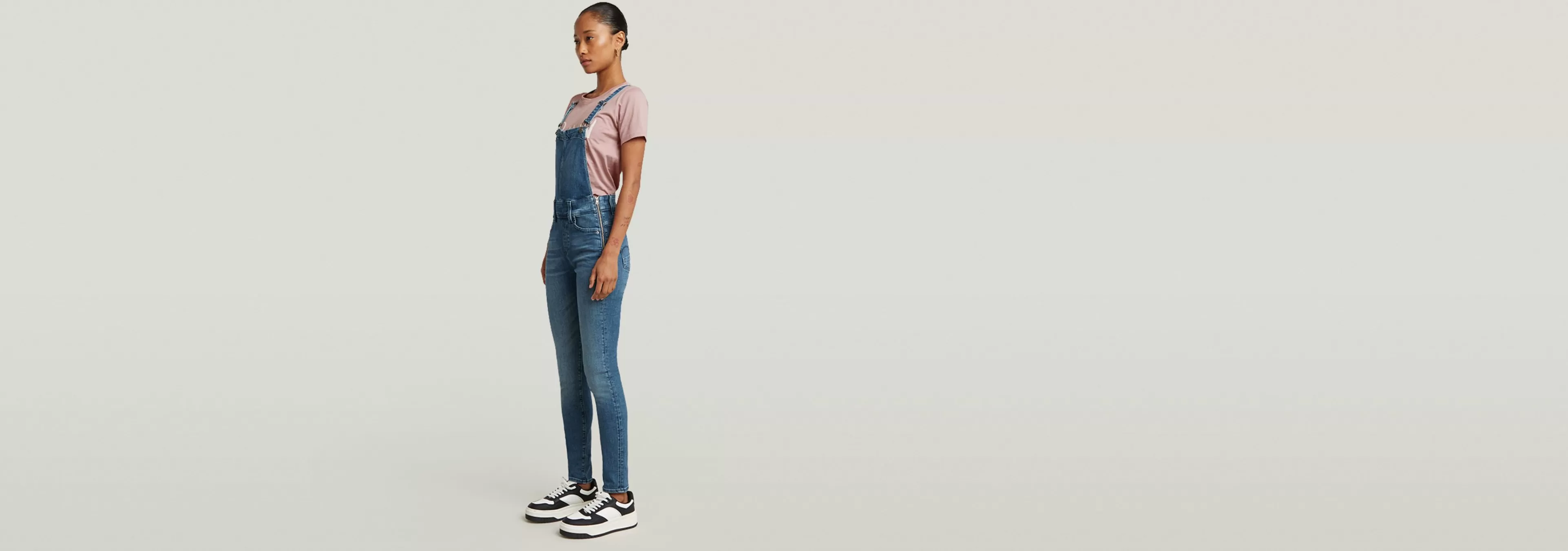 Store G-Star Lynn High Waist Skinny Overal faded neptune blue