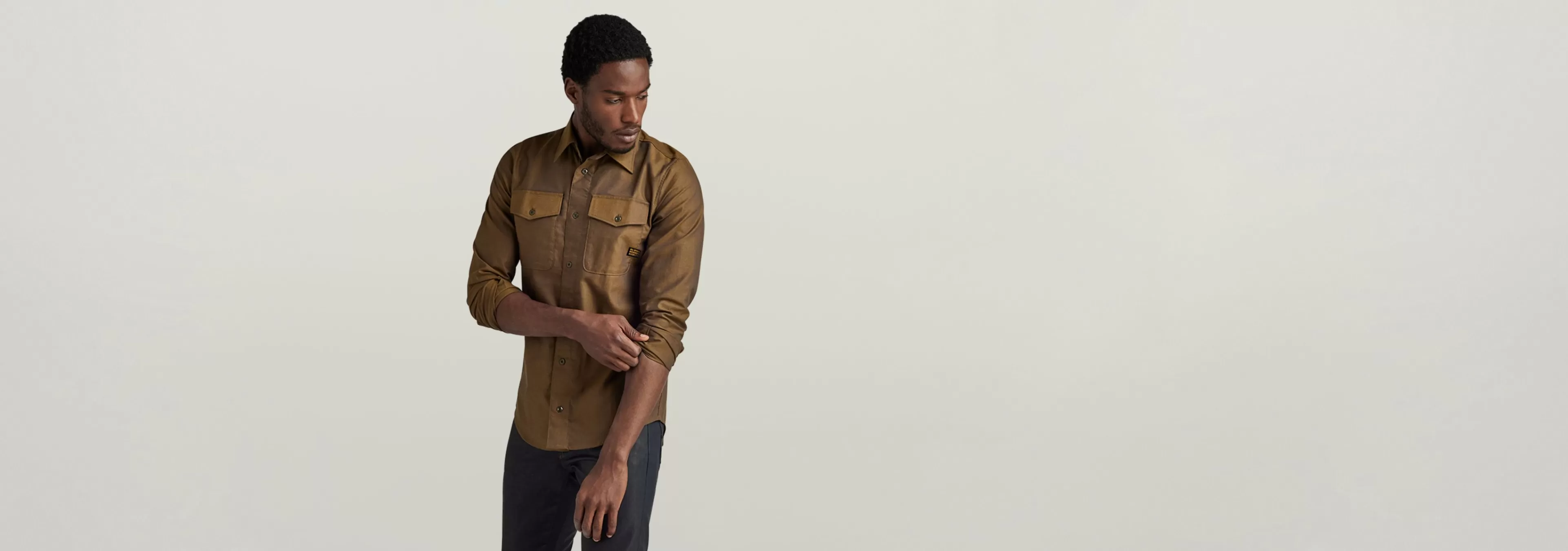 Discount G-Star Marine Slim Shirt tobacco/imperial blue oxford