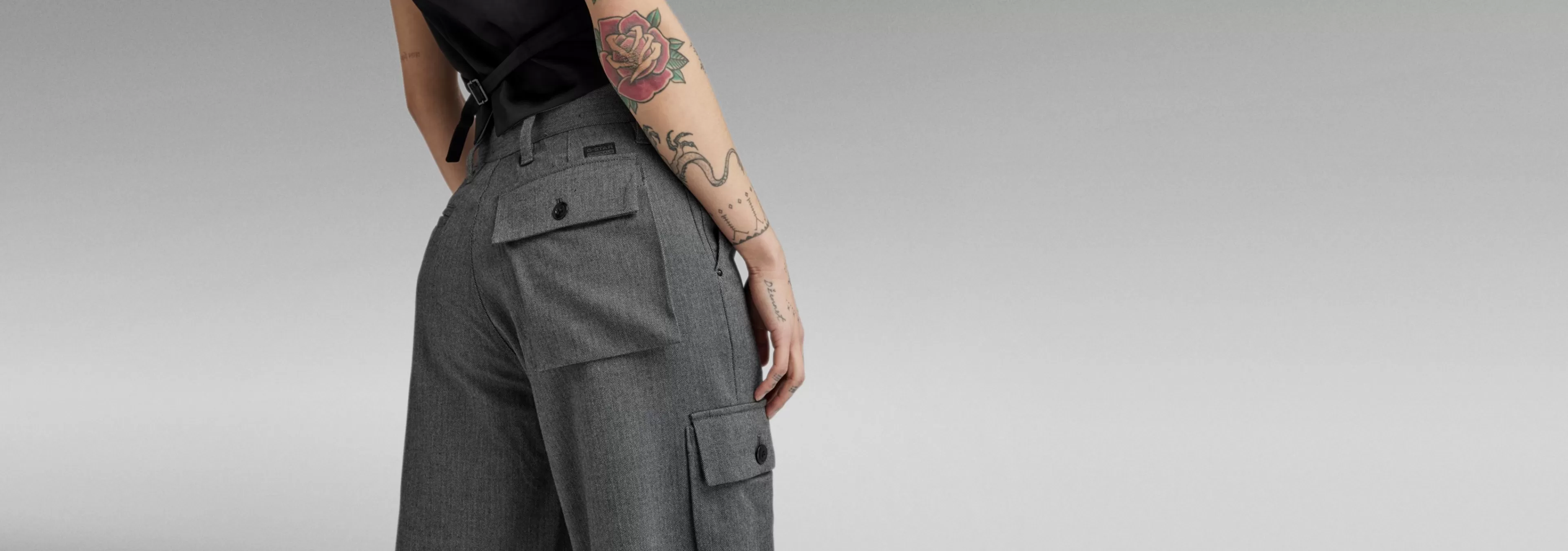 Outlet G-Star Mega Cargobroek dk black/dim grey herringbone