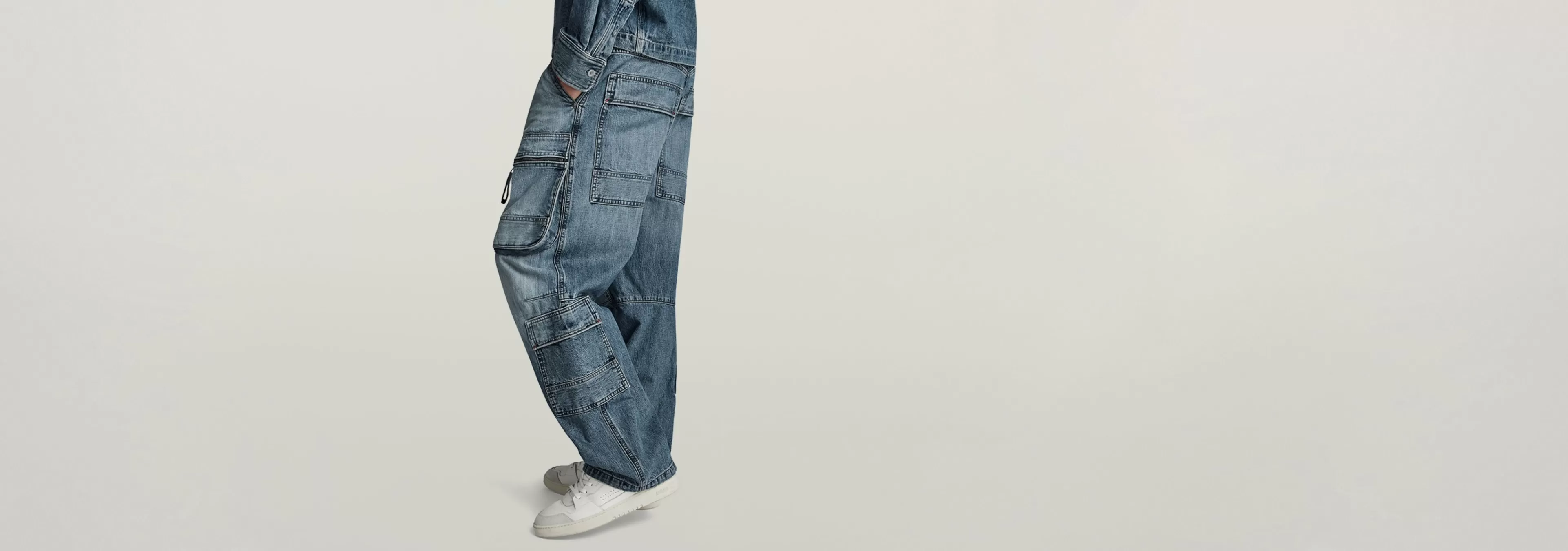 Fashion G-Star Multi Pocket Cargo Relaxed Jeans faded denali blue destroyed