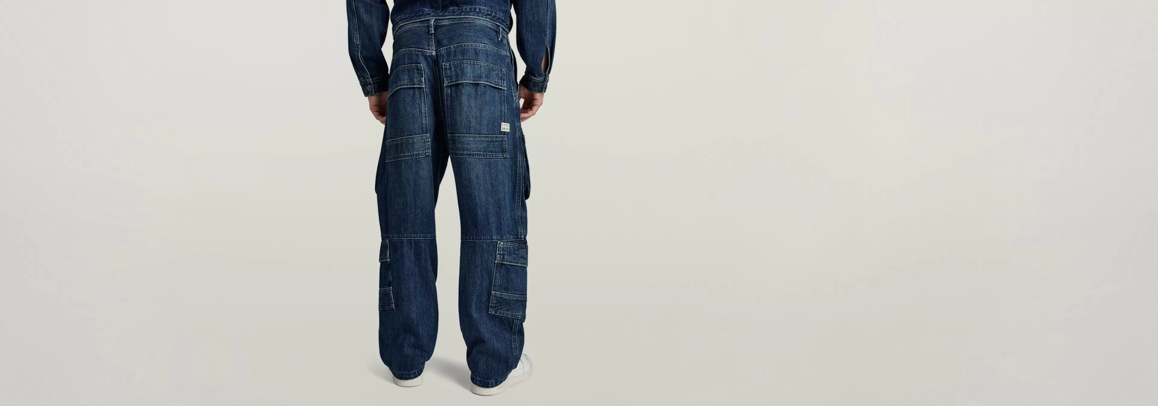 Discount G-Star Multi Pocket Cargo Relaxed Jeans worn in sentry blue