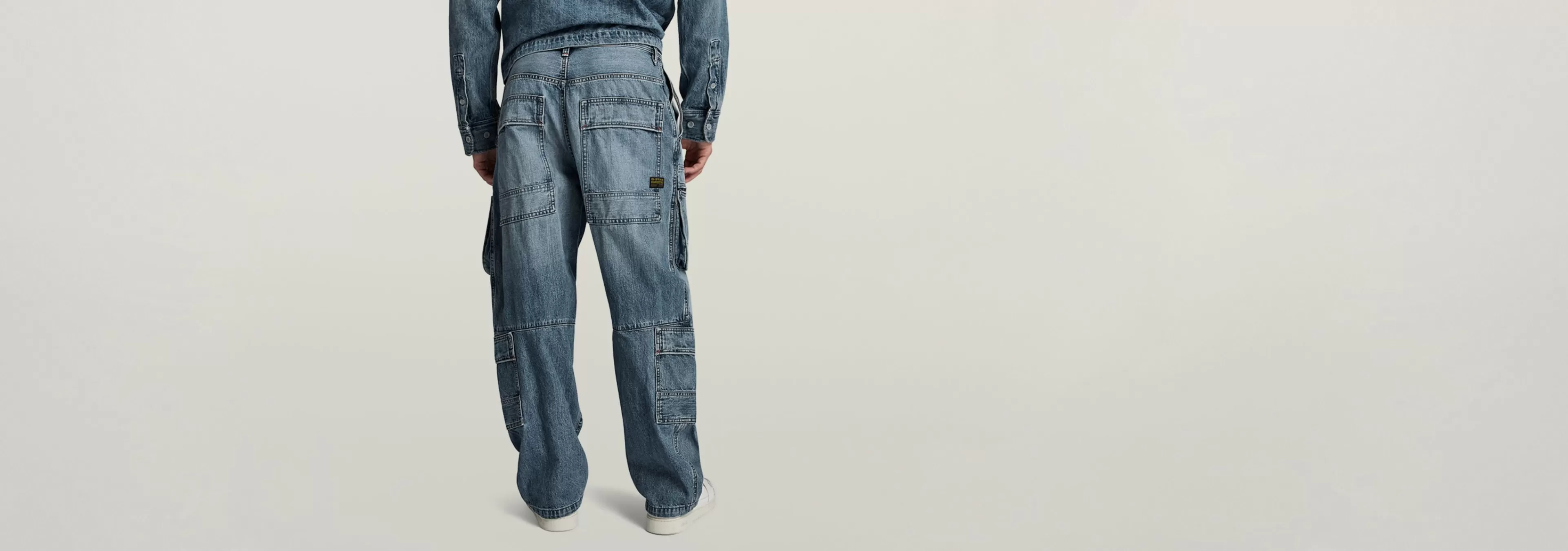 Fashion G-Star Multi Pocket Cargo Relaxed Jeans faded denali blue destroyed