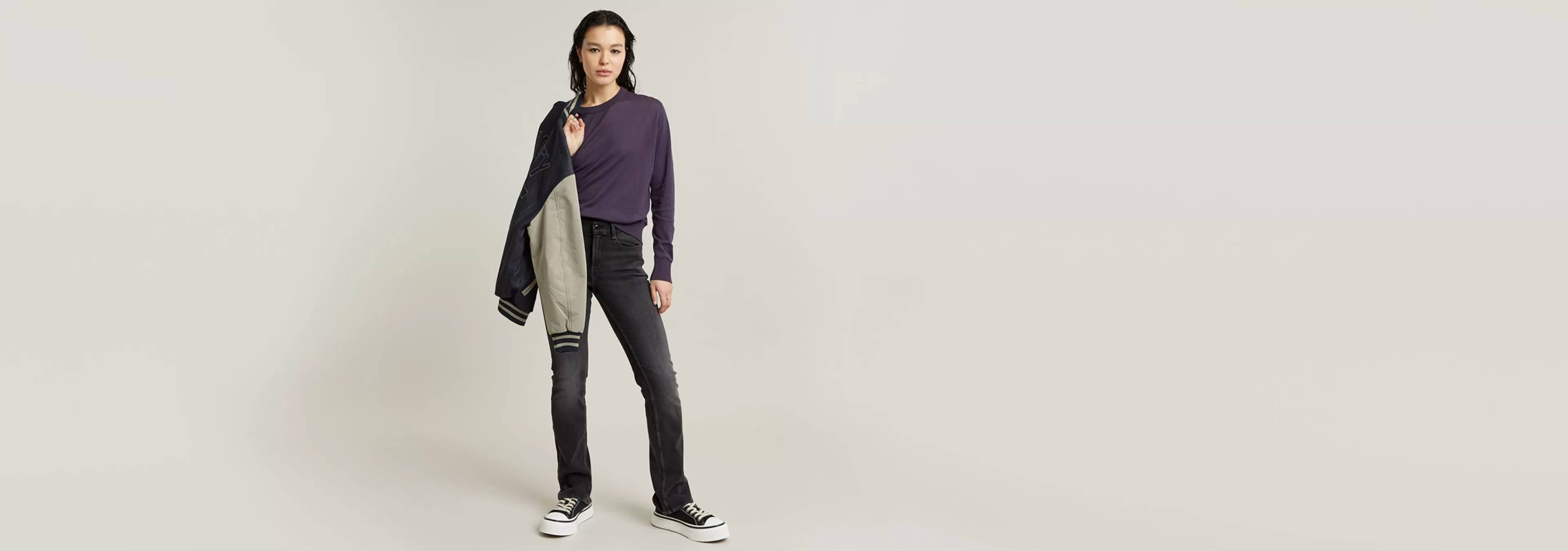 Cheap G-Star Noxer Bootcut Jeans worn in black moon