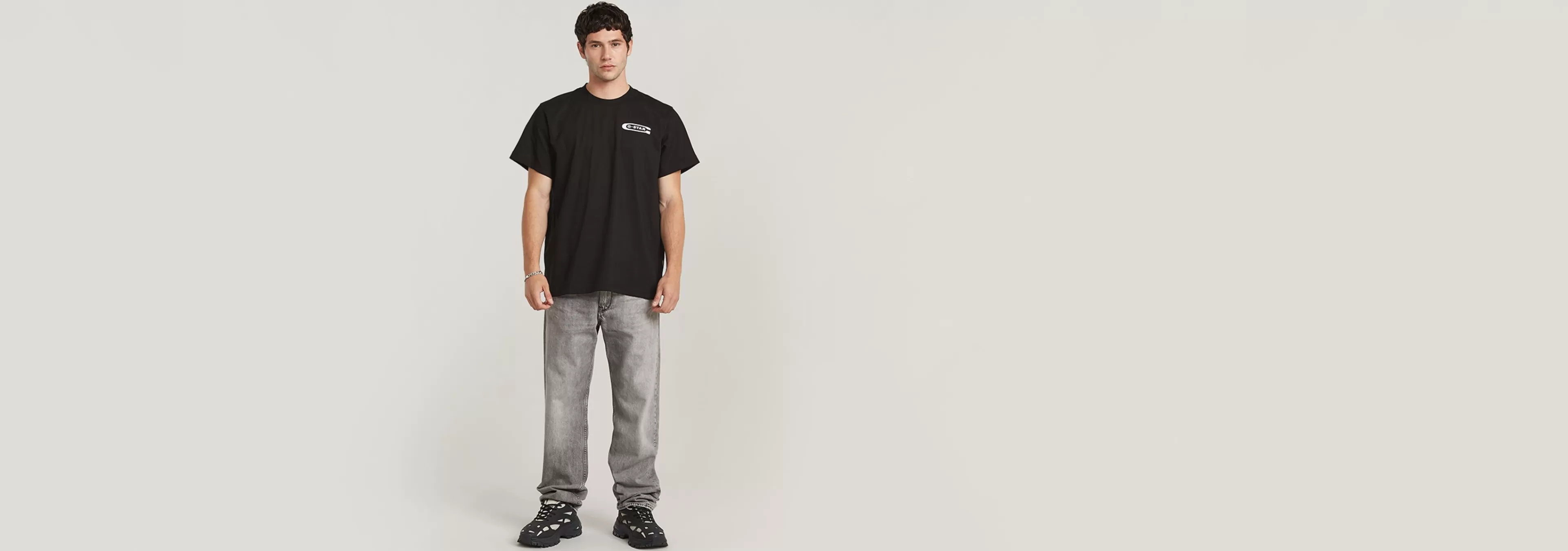Hot G-Star Old Skool Logo Loose T-Shirt dark black