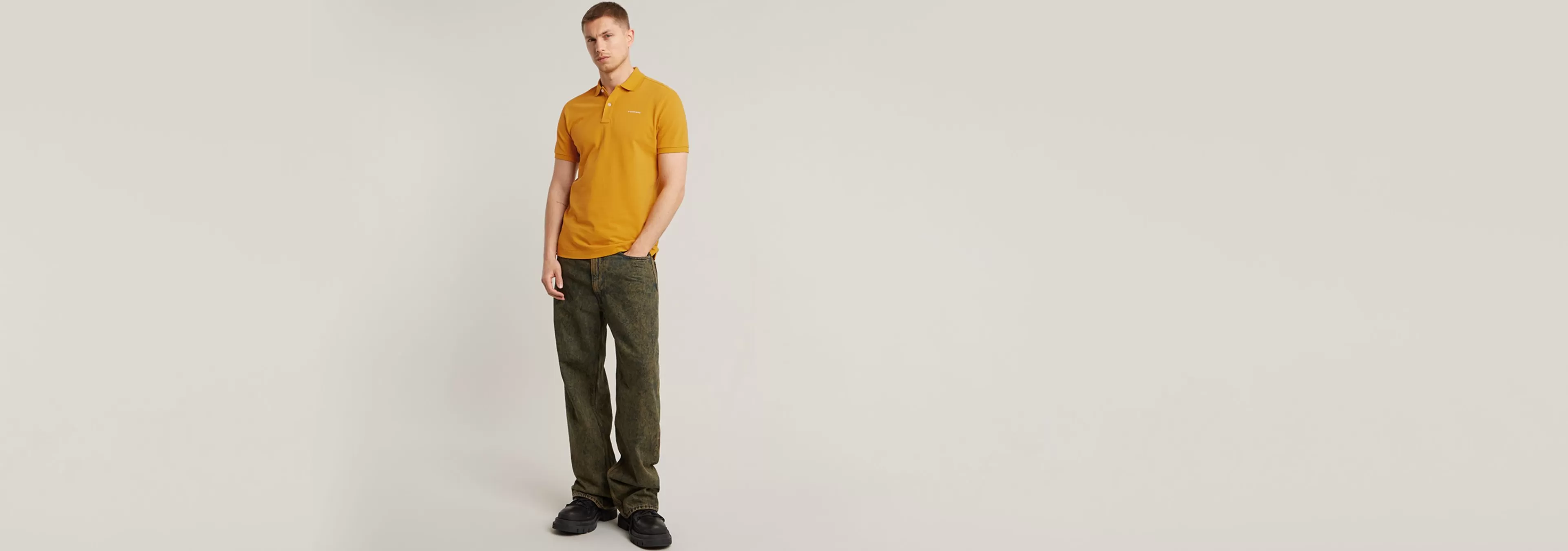 Shop G-Star Oluv Slim Polo dark gold
