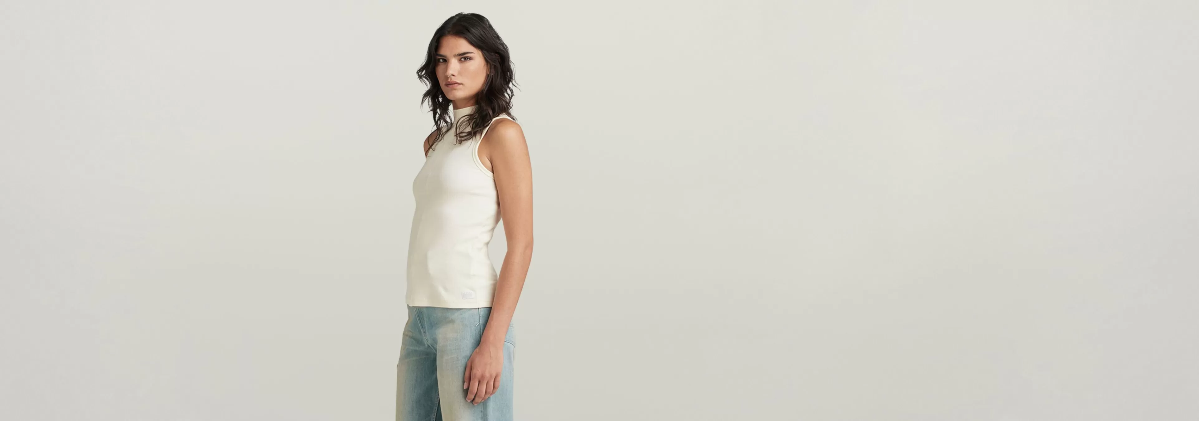 New G-Star Open Back Mock Slim Top antique white
