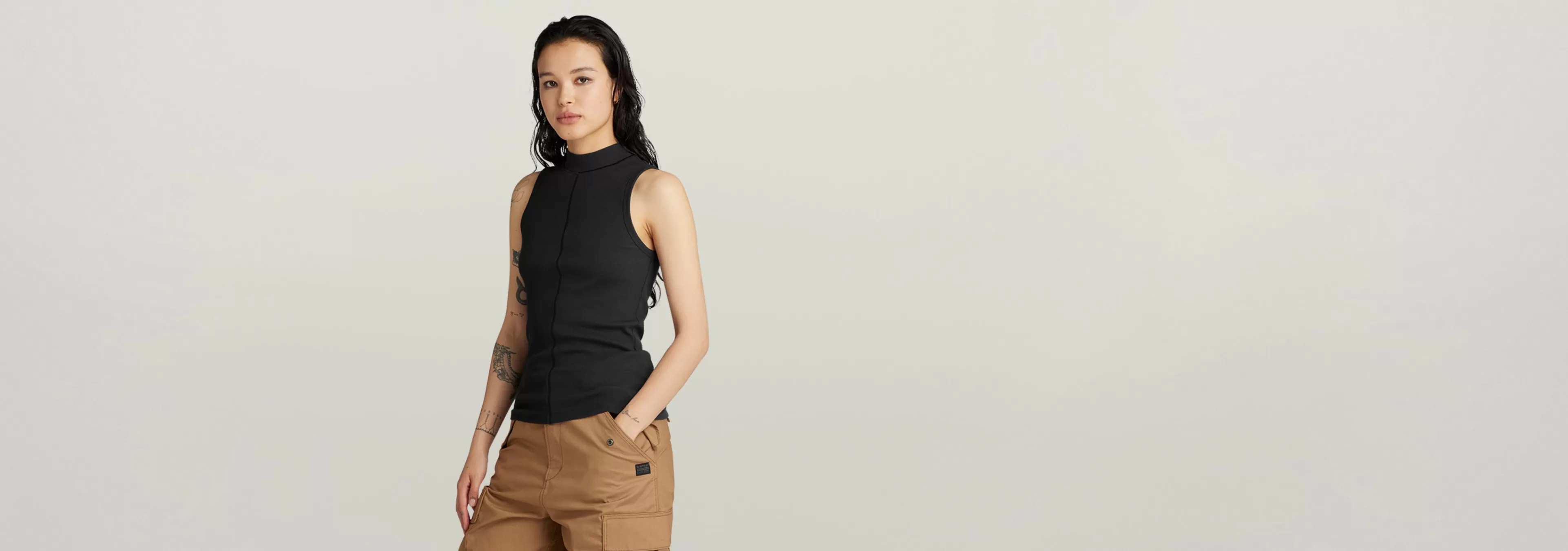Sale G-Star Open Back Mock Slim Top dark black