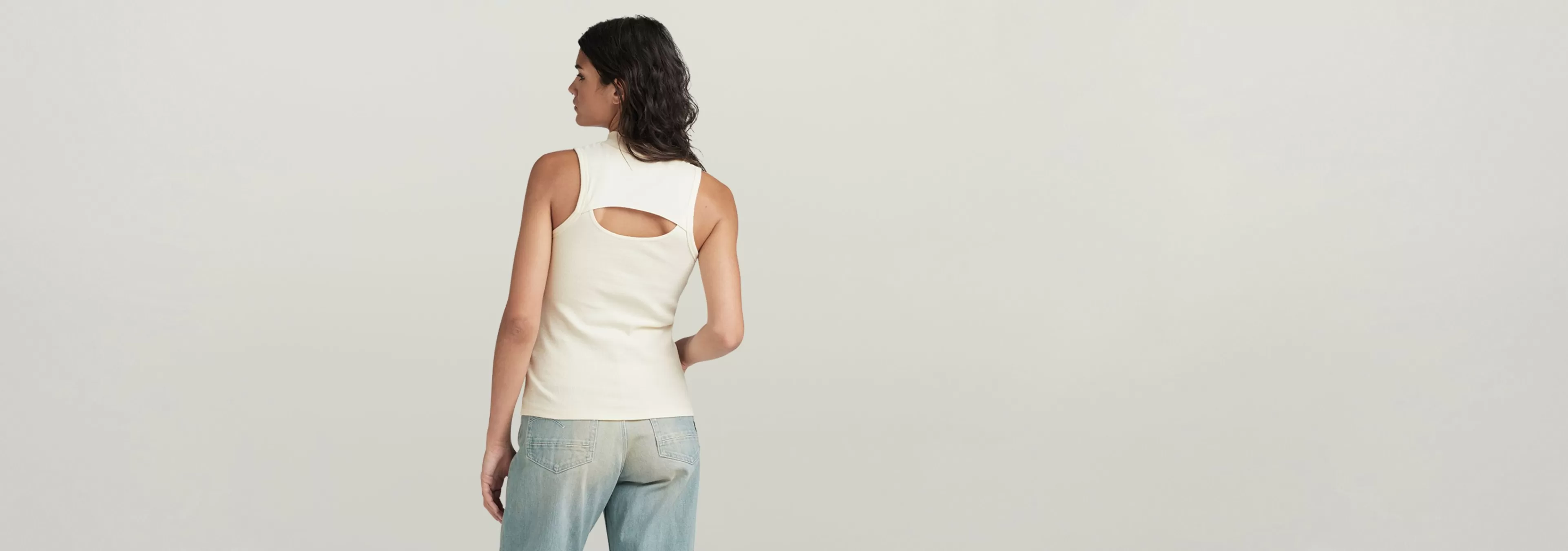 New G-Star Open Back Mock Slim Top antique white