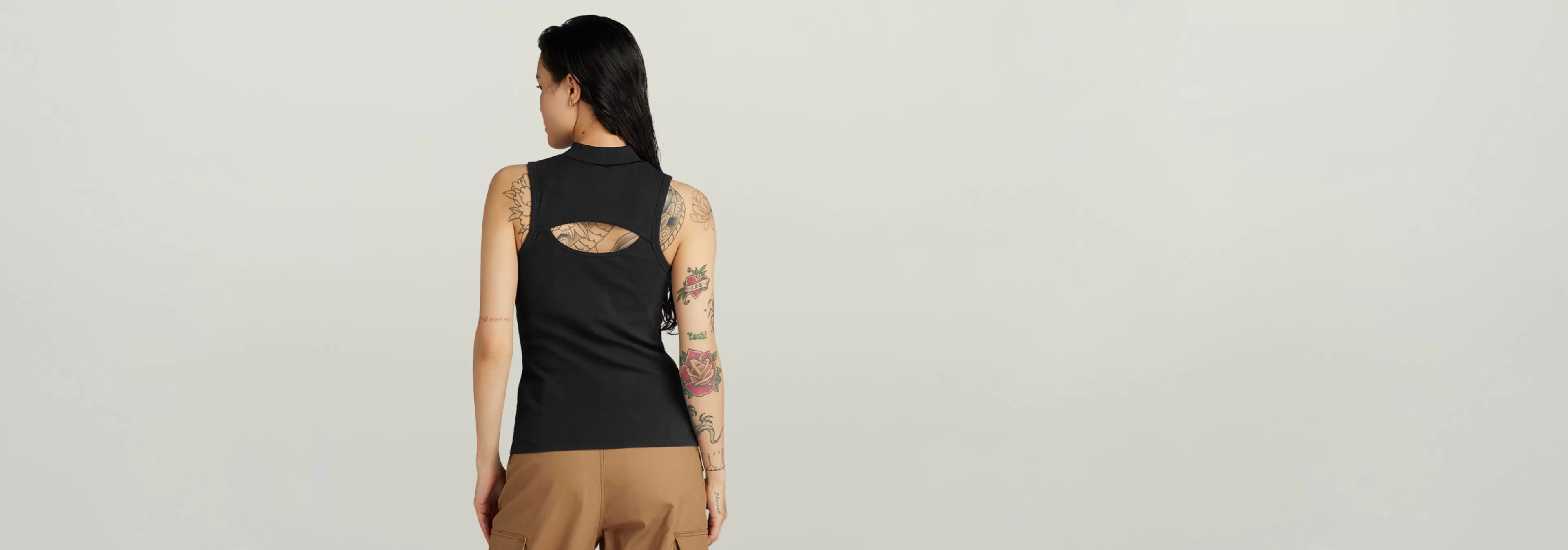 Sale G-Star Open Back Mock Slim Top dark black