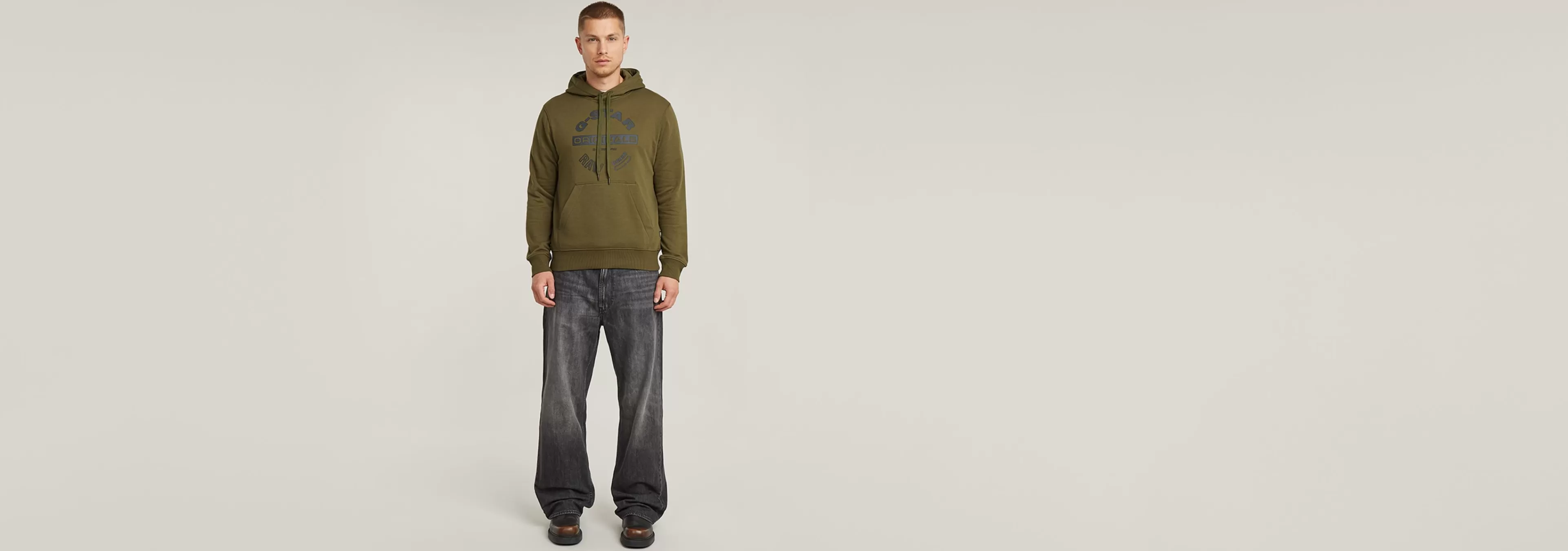 Cheap G-Star Originals Logo Hoodie dark olive