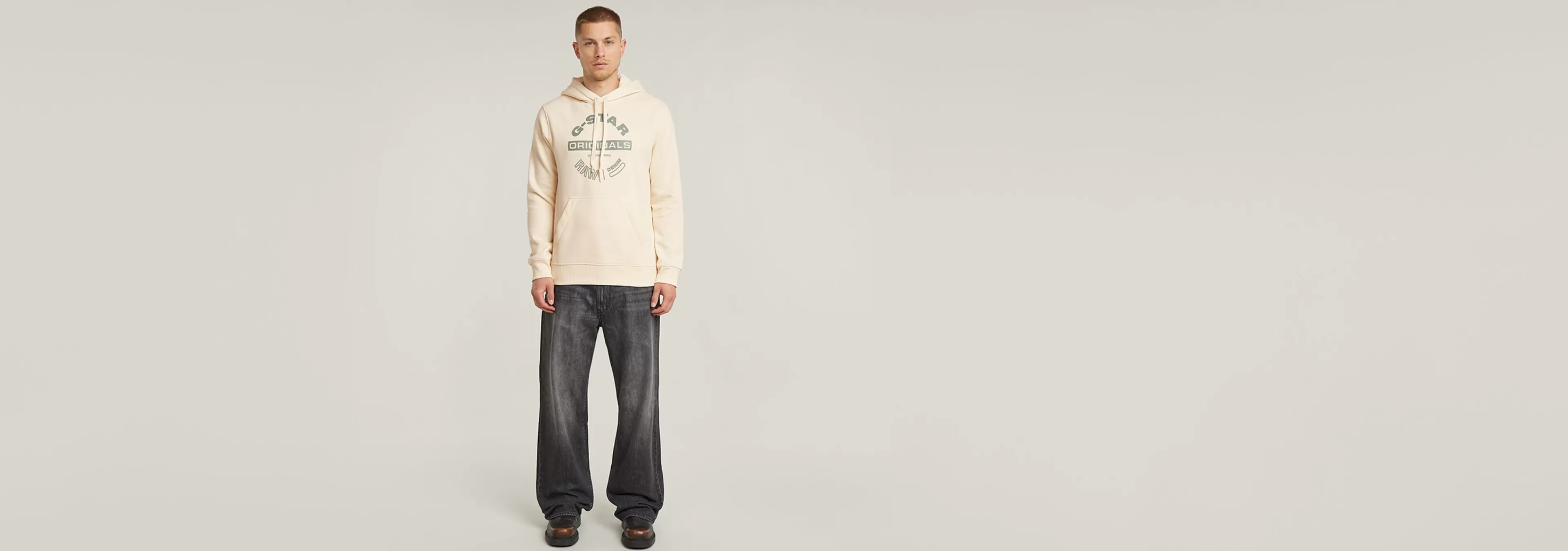 New G-Star Originals Logo Hoodie eggnog