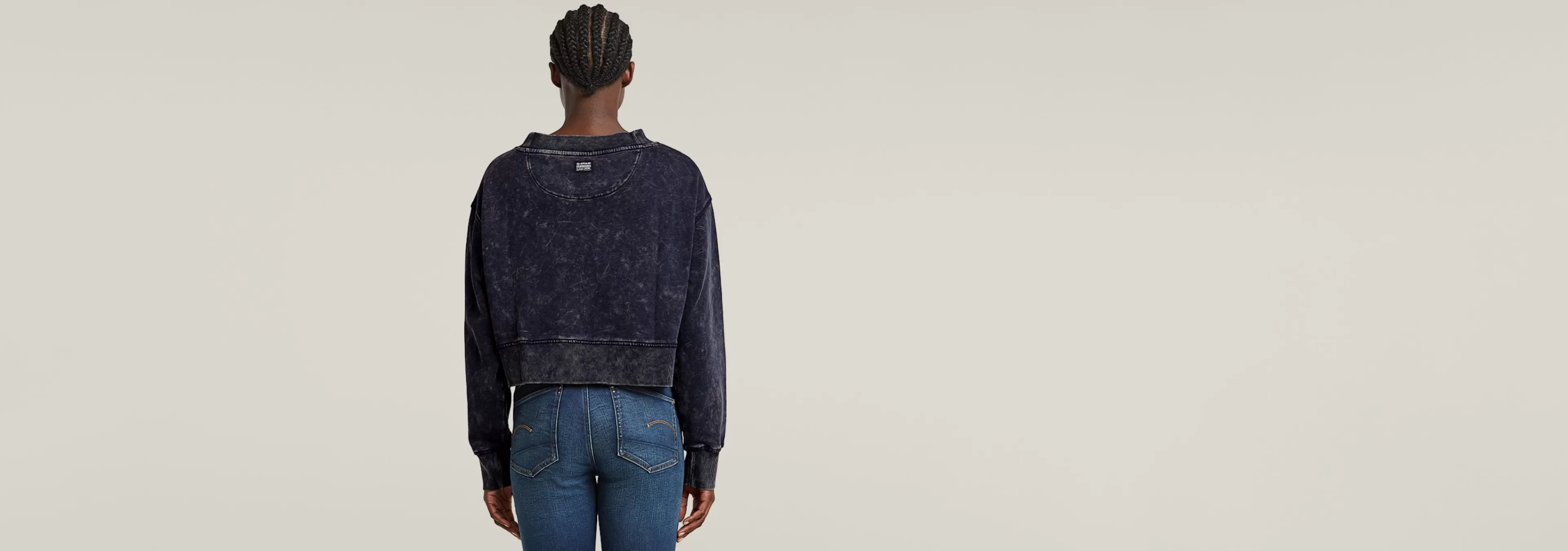 New G-Star Overdyed Cropped Logo Loose Sweater osaka blue gd