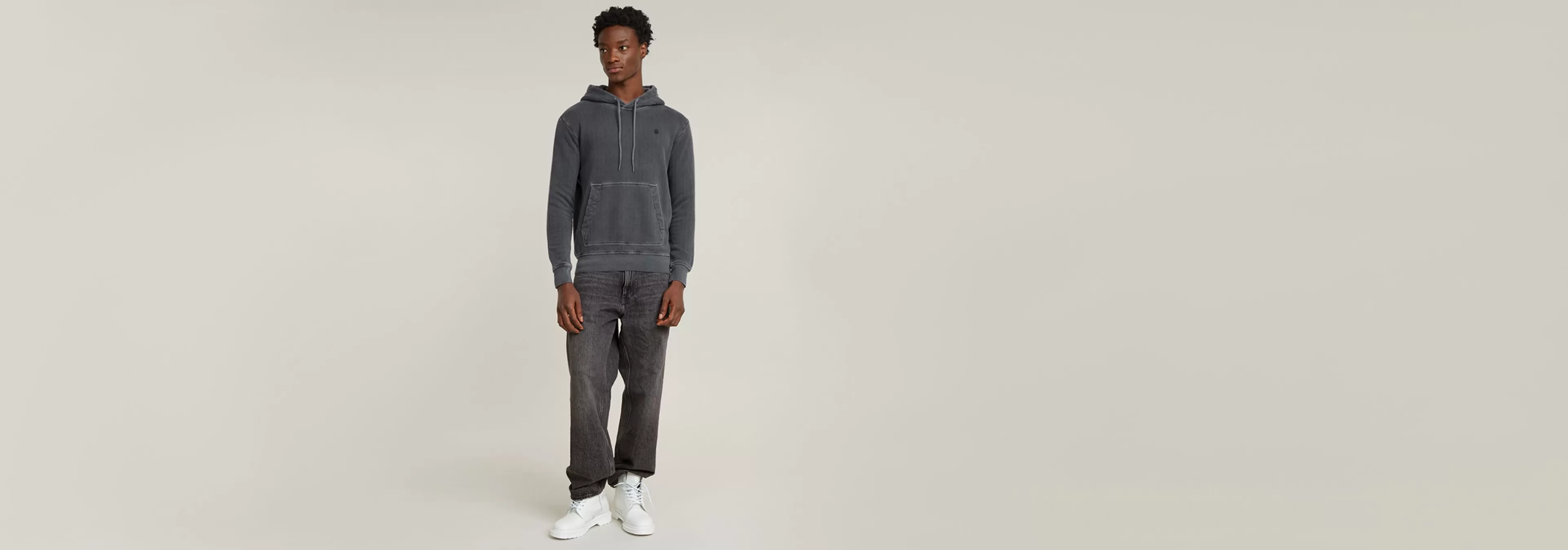 Hot G-Star Overdyed Hoodie dark black garment dyed