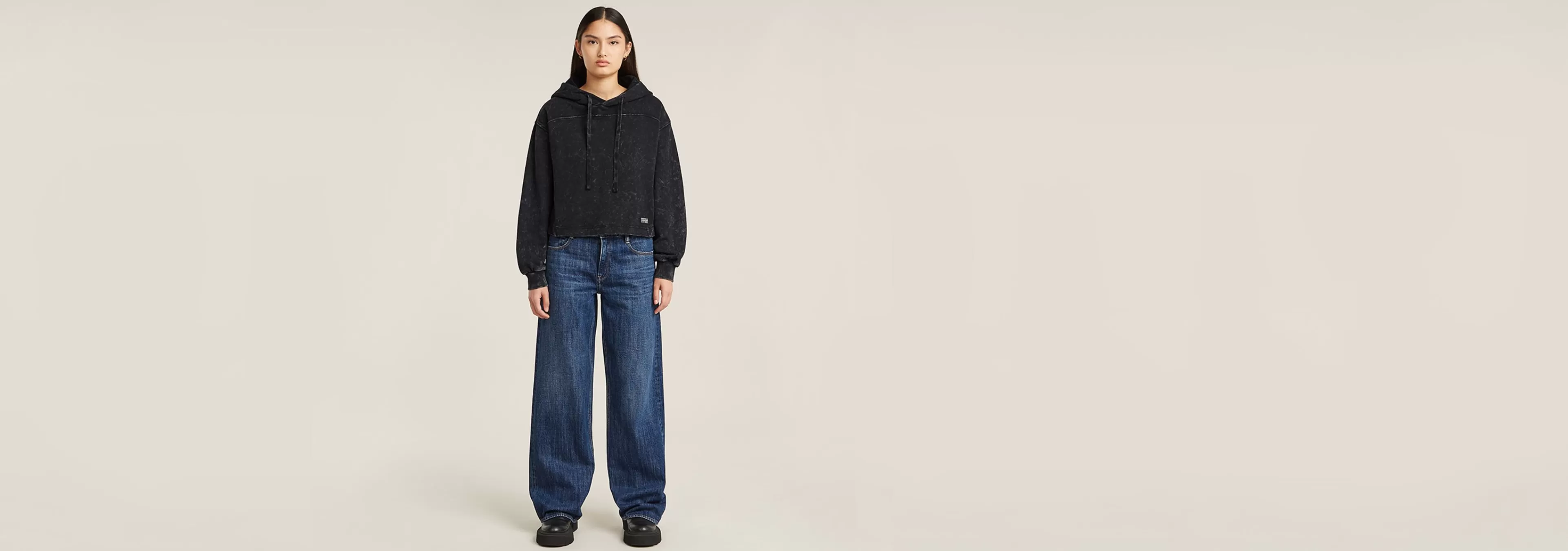 Online G-Star Overdyed Loose Hoodie dark black garment dyed