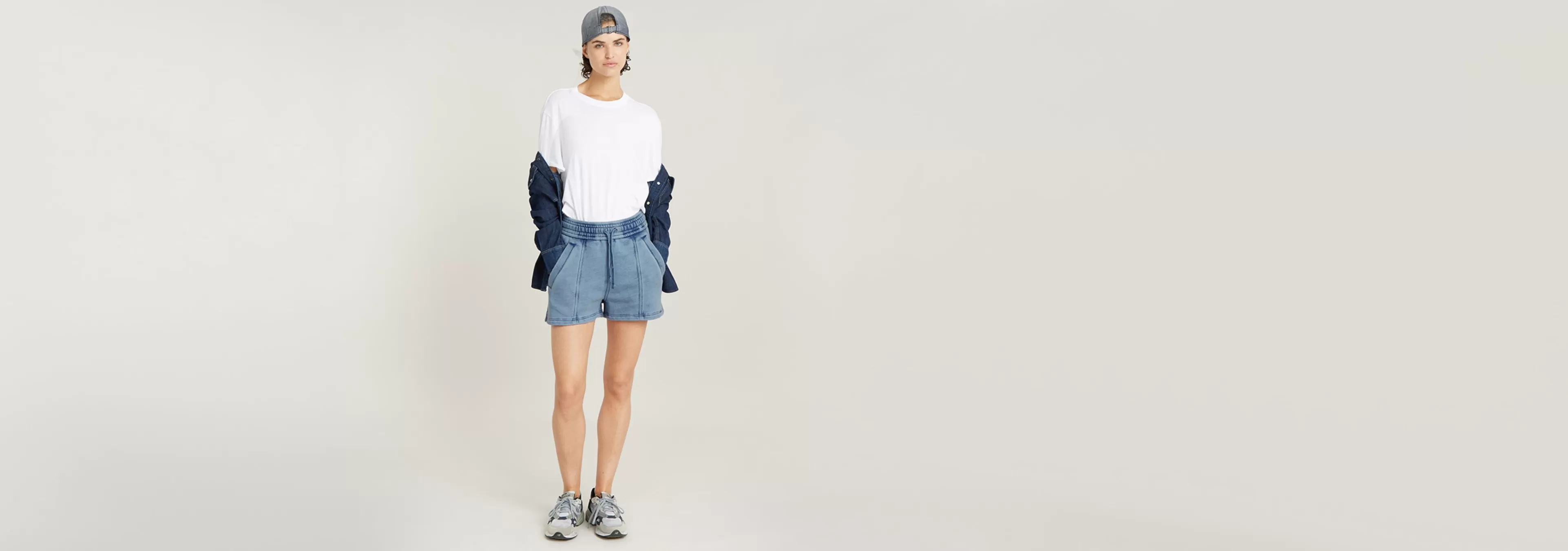 New G-Star Overdyed Sweat Short Sun Faded Indigo