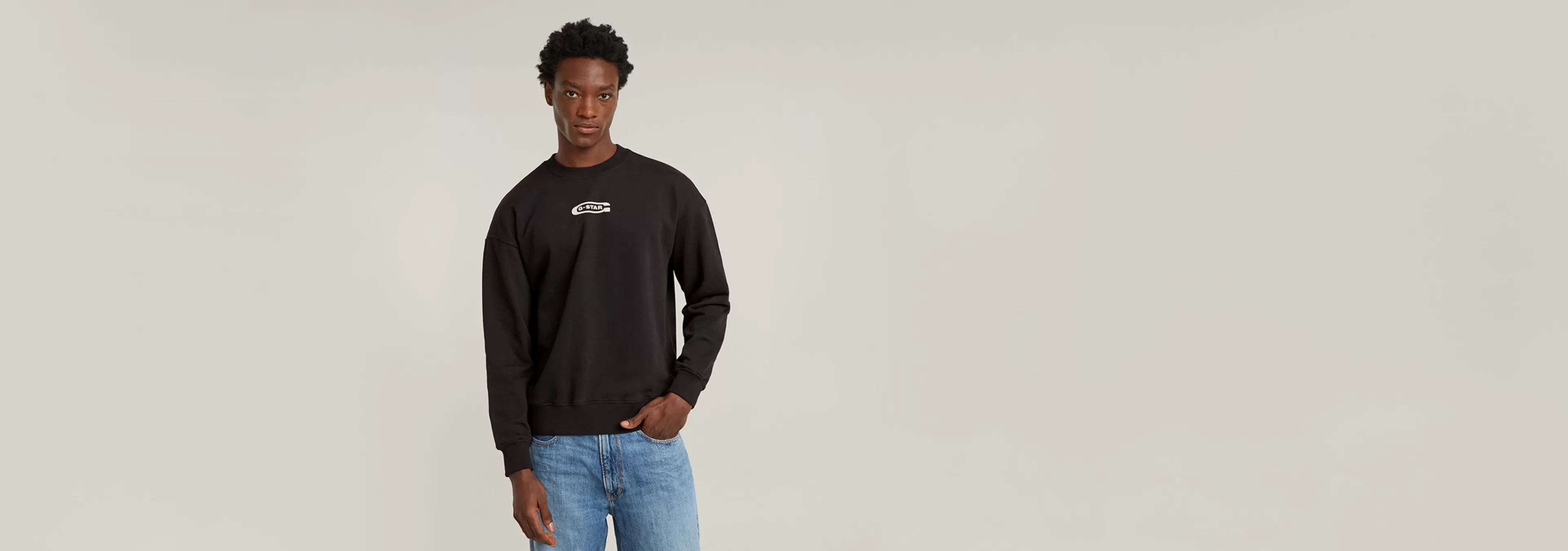 Best G-Star Photo Back Print Loose Sweater dark black