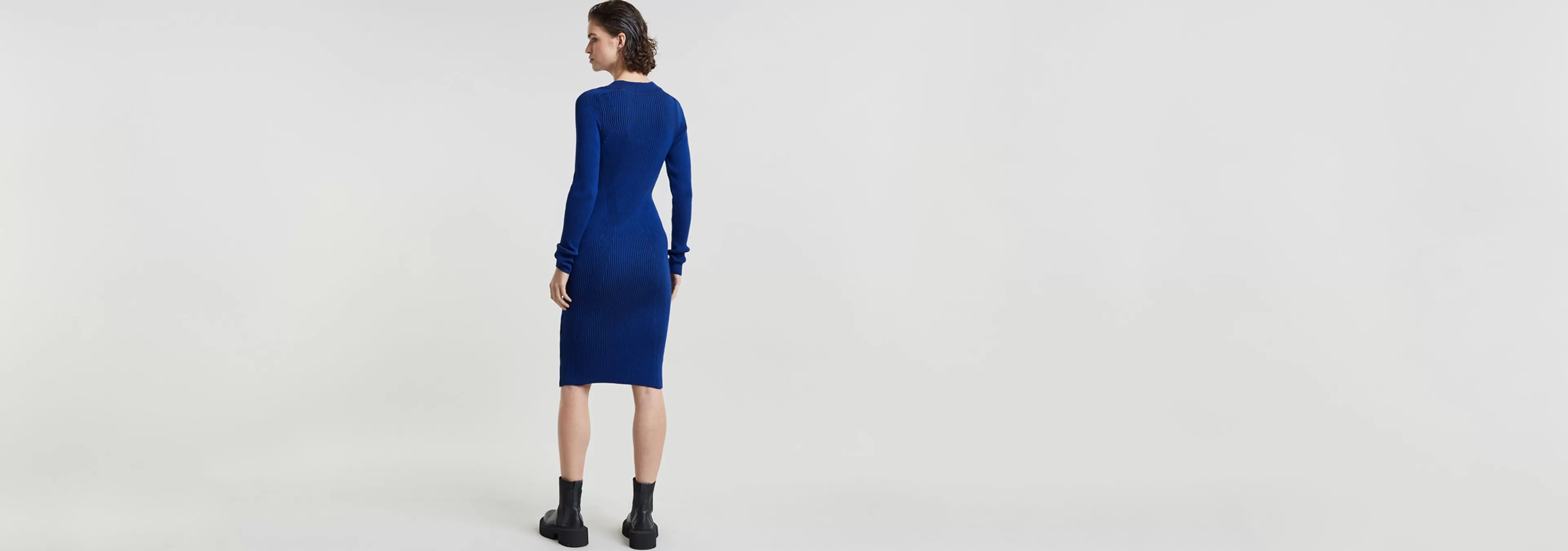 Sale G-Star Plated Slim Gebreide Jurk racing blue/osaka blue rib