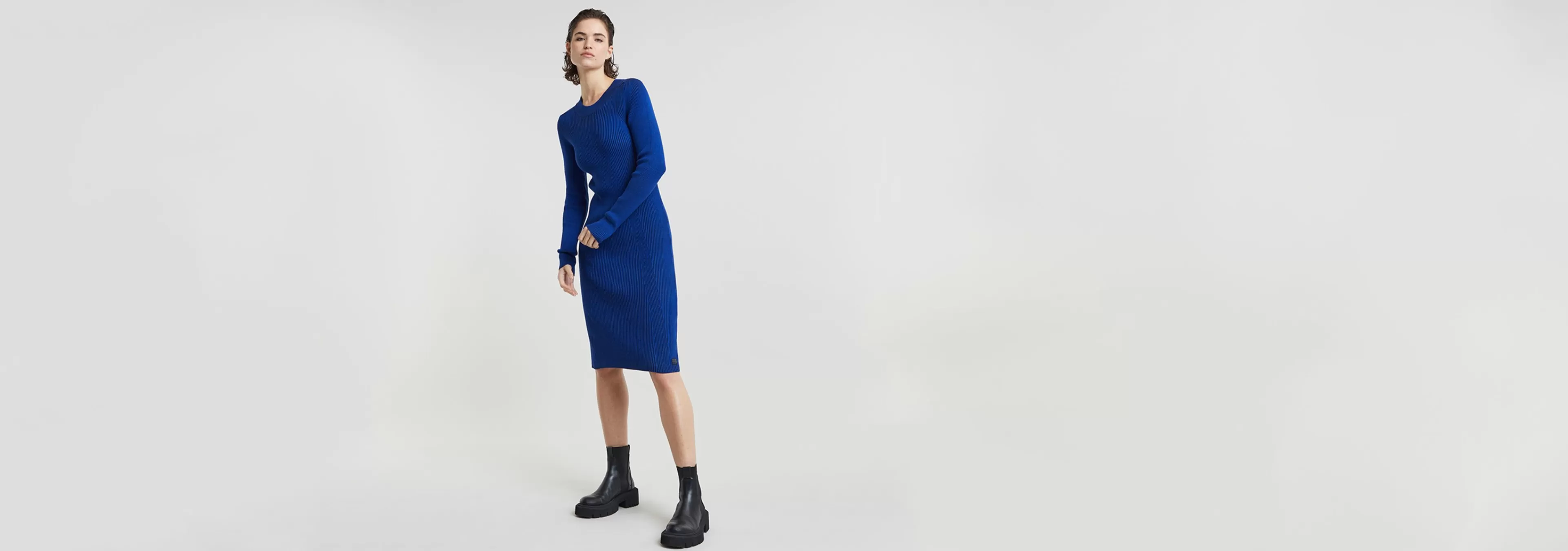 Sale G-Star Plated Slim Gebreide Jurk racing blue/osaka blue rib