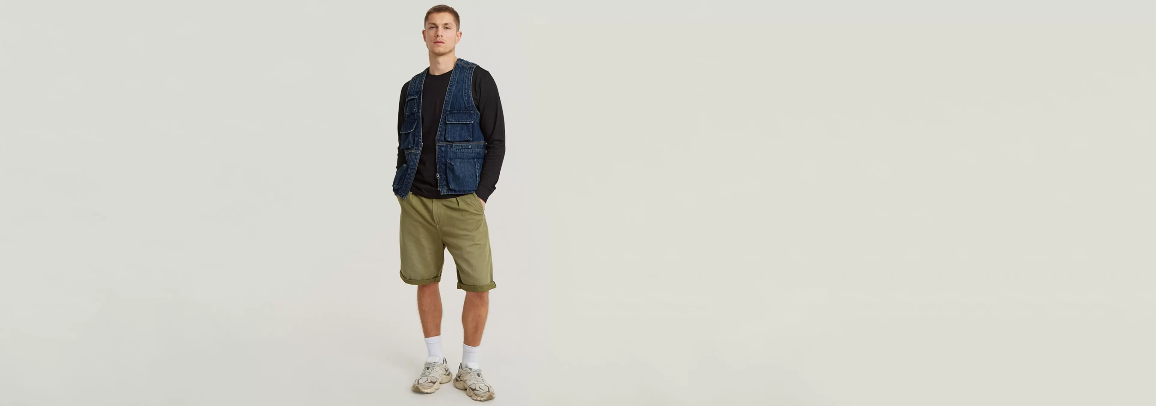 Store G-Star Pleated Chino Short Smoke Olive