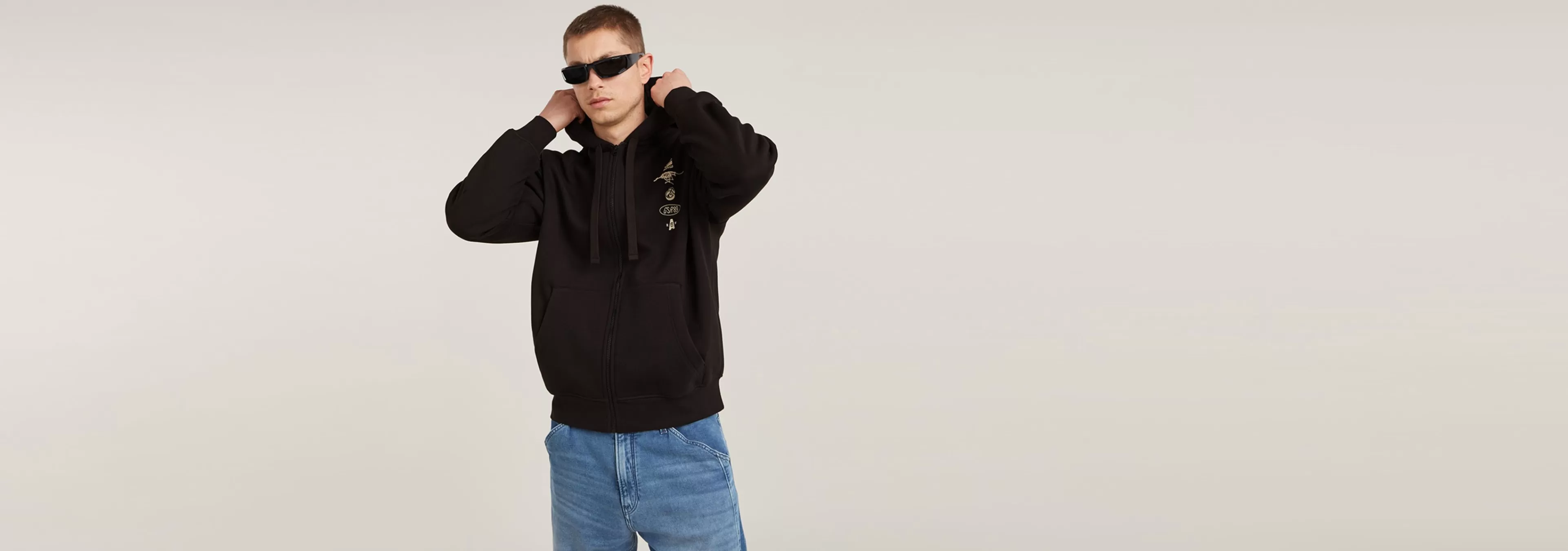 Best Sale G-Star Poster Back Graphic Loose Hoodie Jack dark black