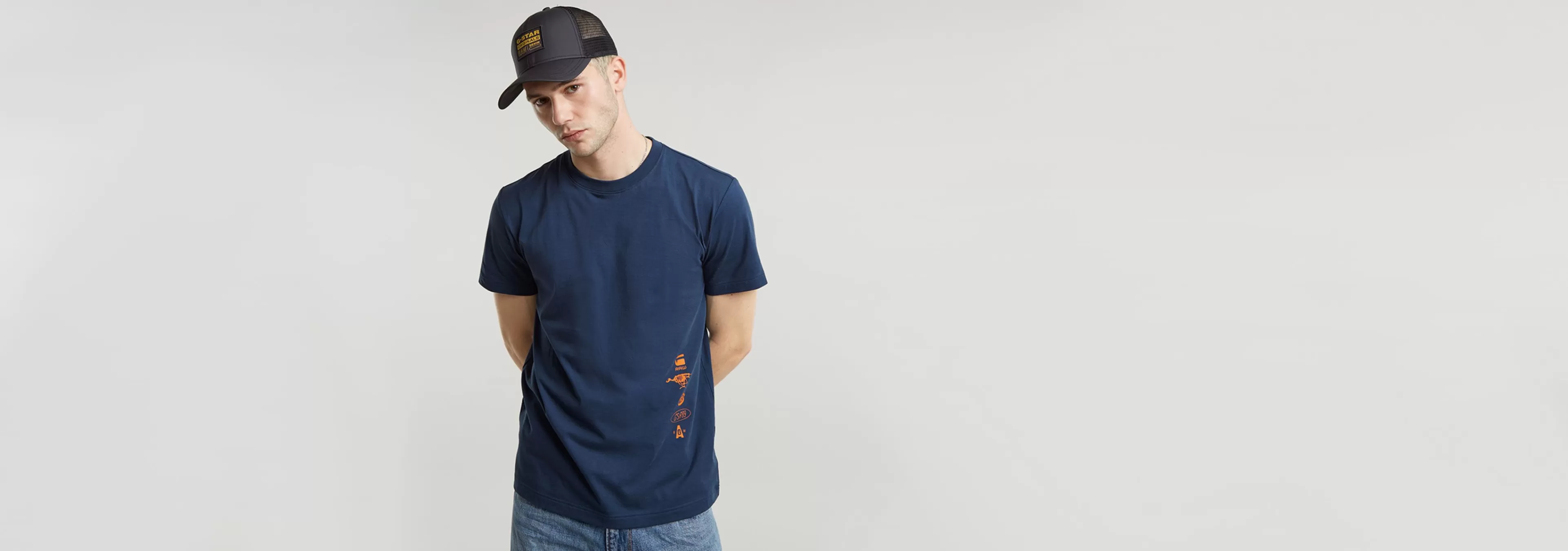 Online G-Star Poster Back Graphic T-Shirt dk sea blue