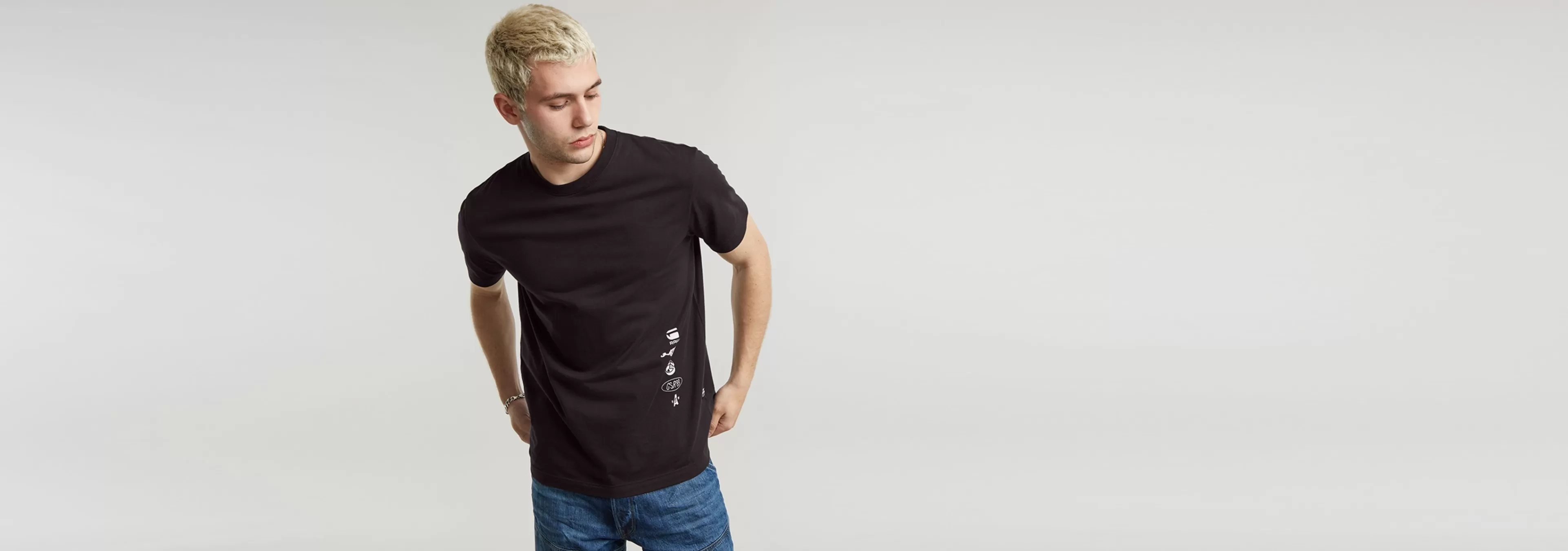 Best G-Star Poster Back Graphic T-Shirt dark black