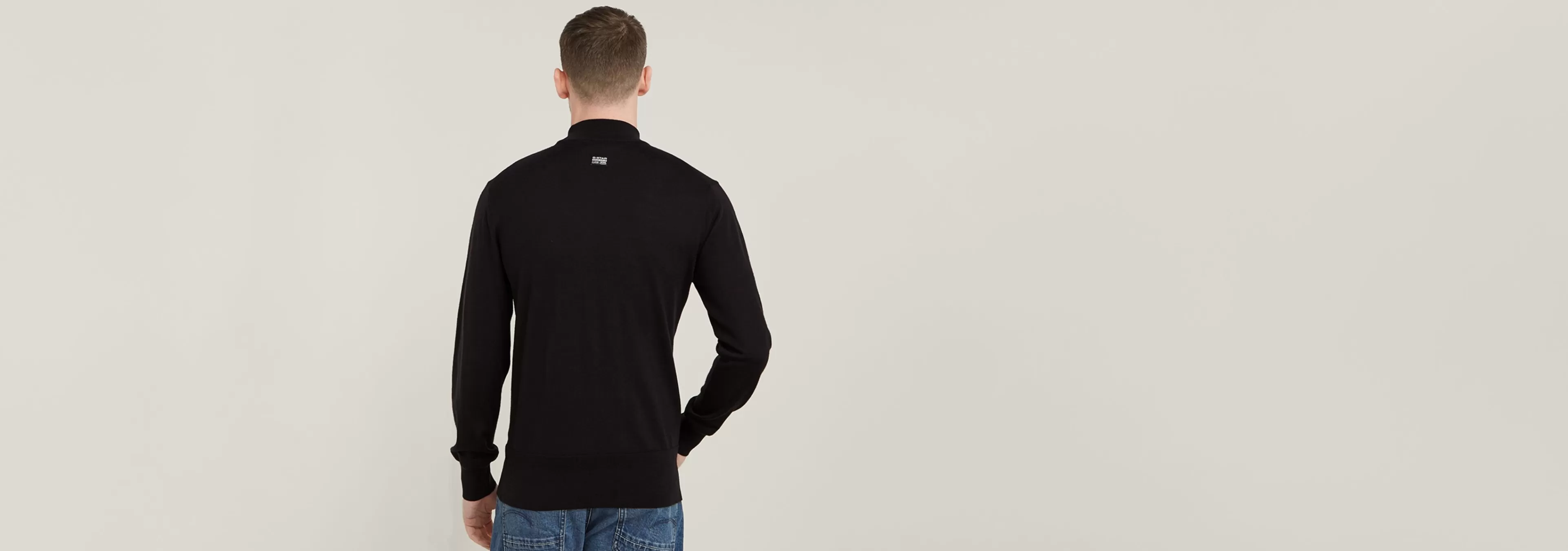 Hot G-Star Premium Core Gebreide Mock Neck Trui dark black