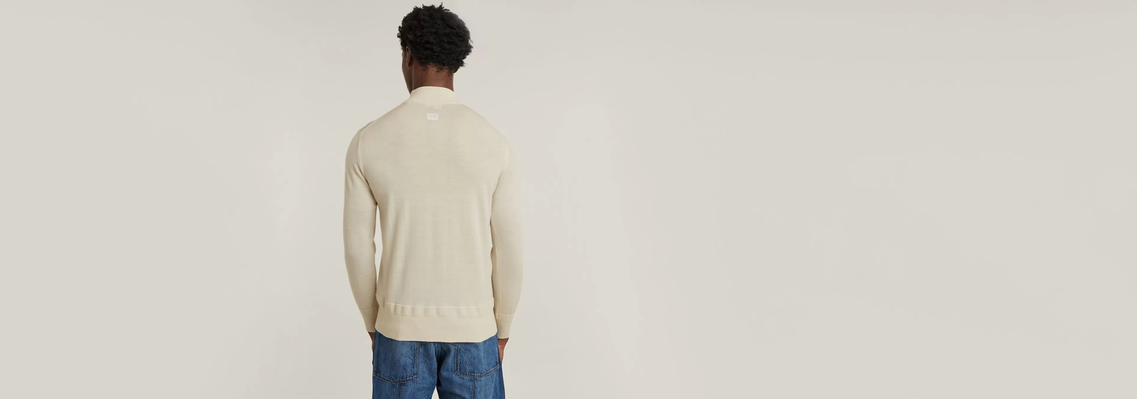 Fashion G-Star Premium Core Gebreide Mock Neck Trui whitebait