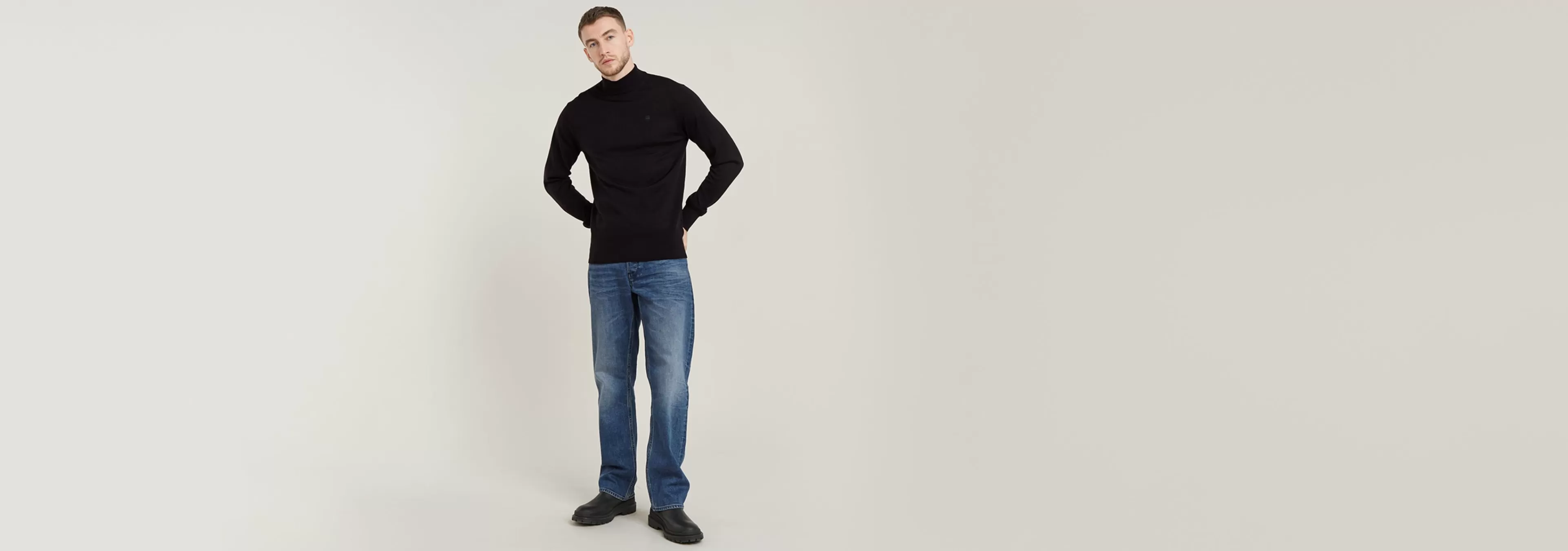 Hot G-Star Premium Core Gebreide Mock Neck Trui dark black