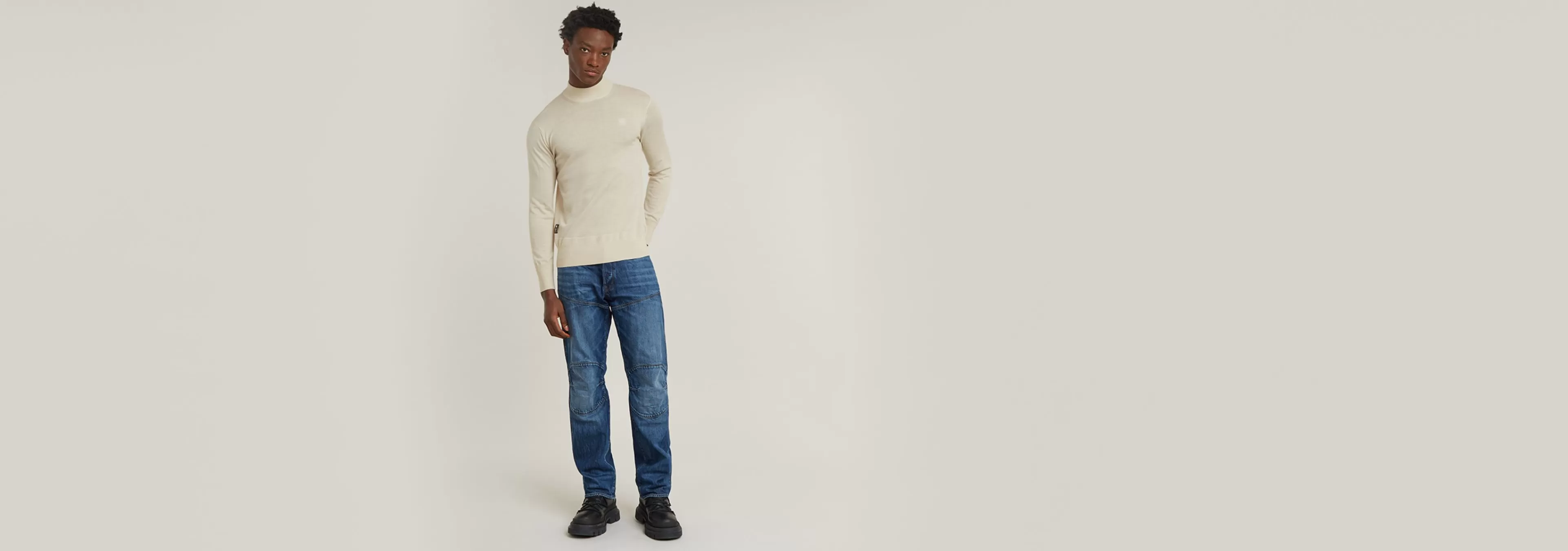 Fashion G-Star Premium Core Gebreide Mock Neck Trui whitebait