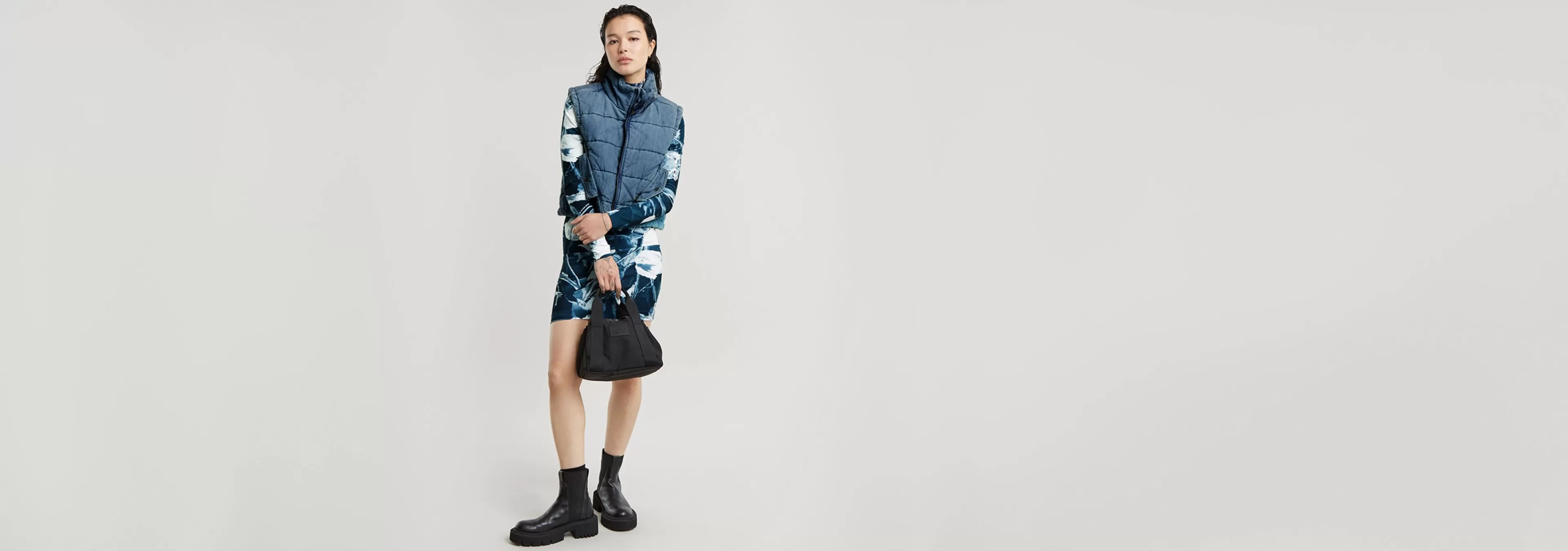 New G-Star Printed Slim Jurk white liquid layers