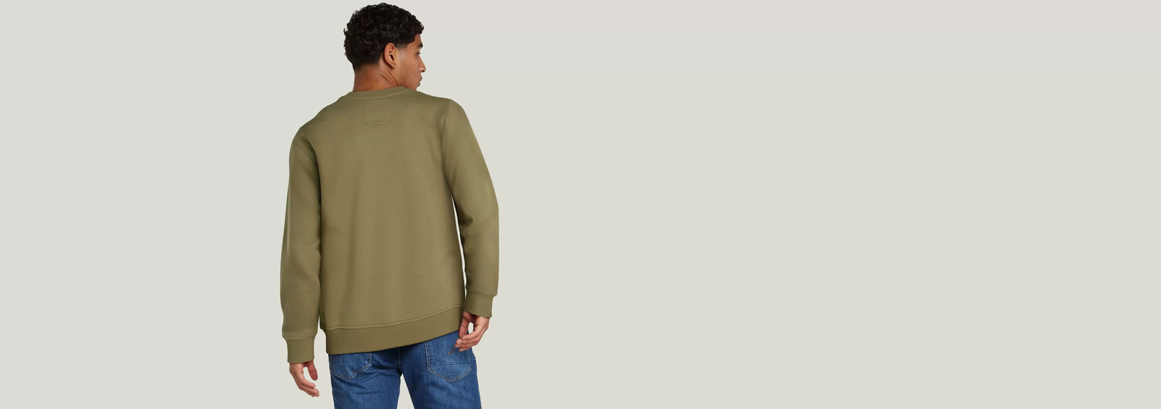 Best G-Star Puff Logo Print Crew Sweater Smoke Olive
